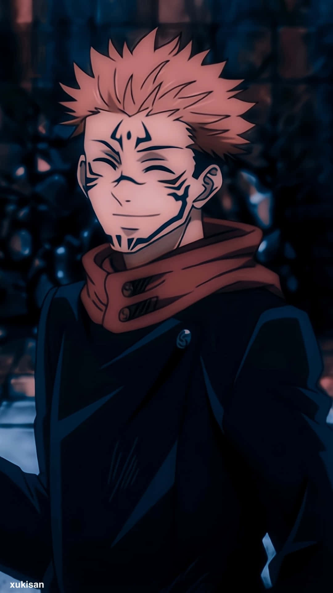 Sukuna Mobile, spiky pink hair, dark markings, Full HD Phone Wallpaper