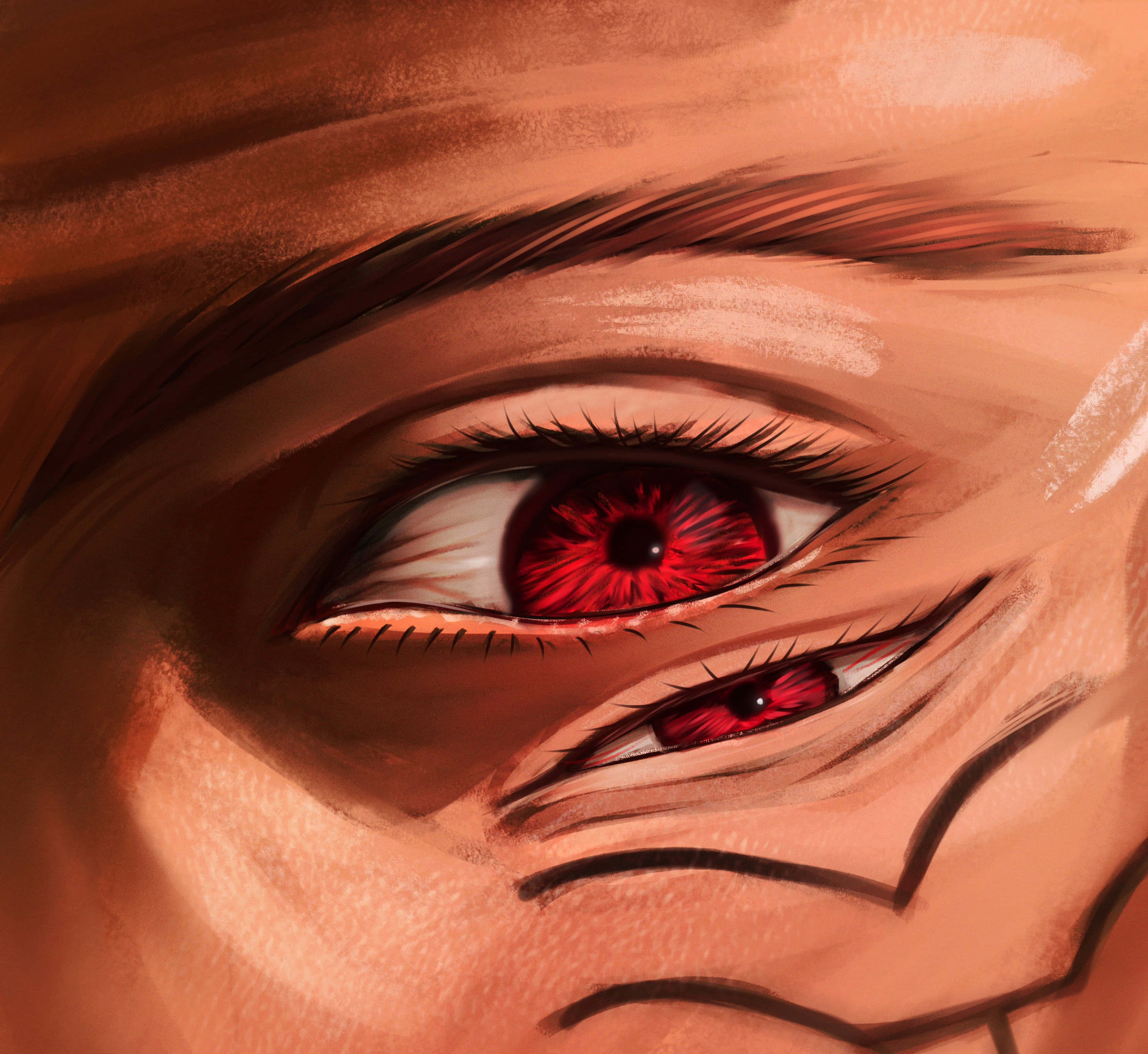 Sukuna, eye, red iris, 2K Desktop Wallpaper