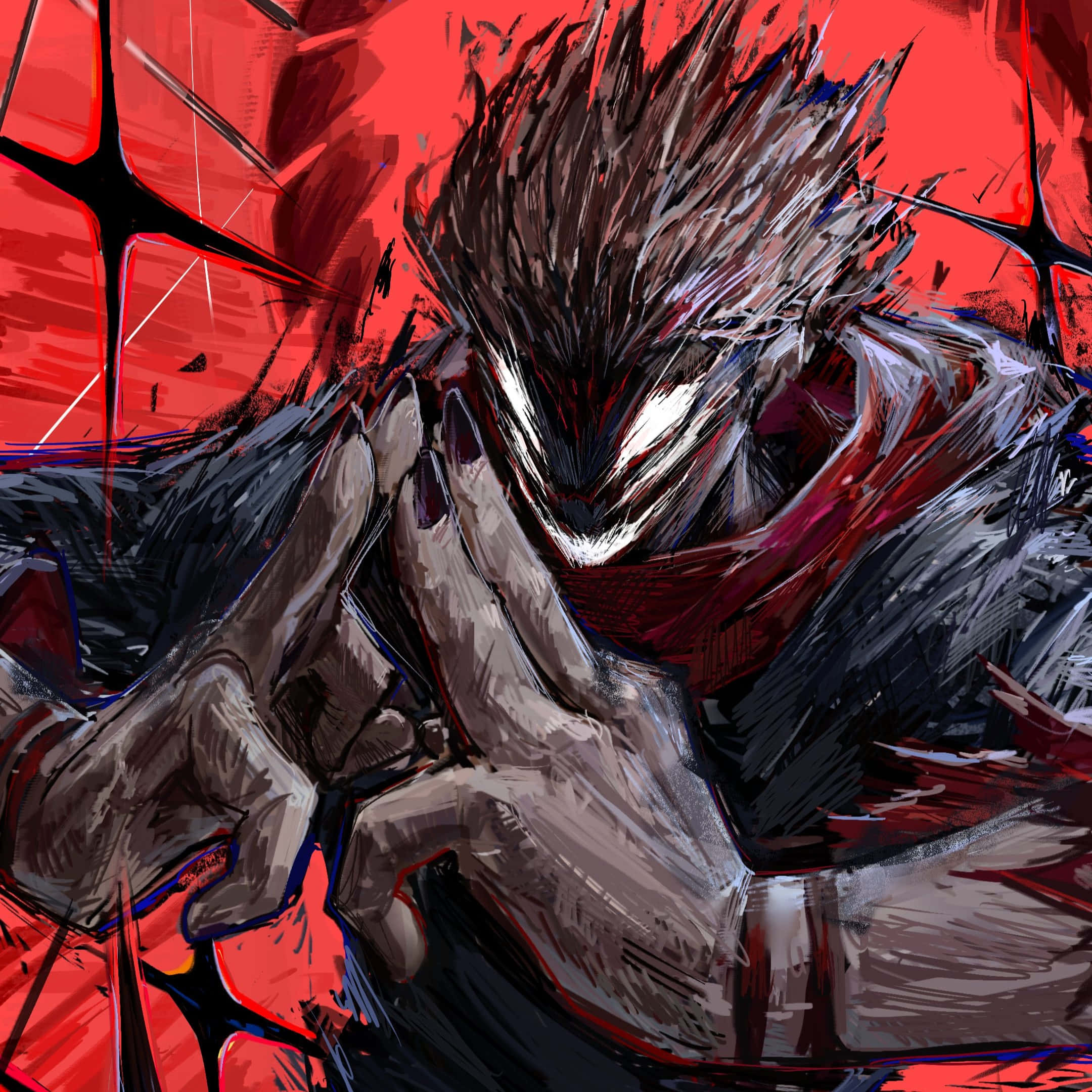 Sukuna, fierce anime warrior, spiky hair, Full HD Desktop Wallpaper