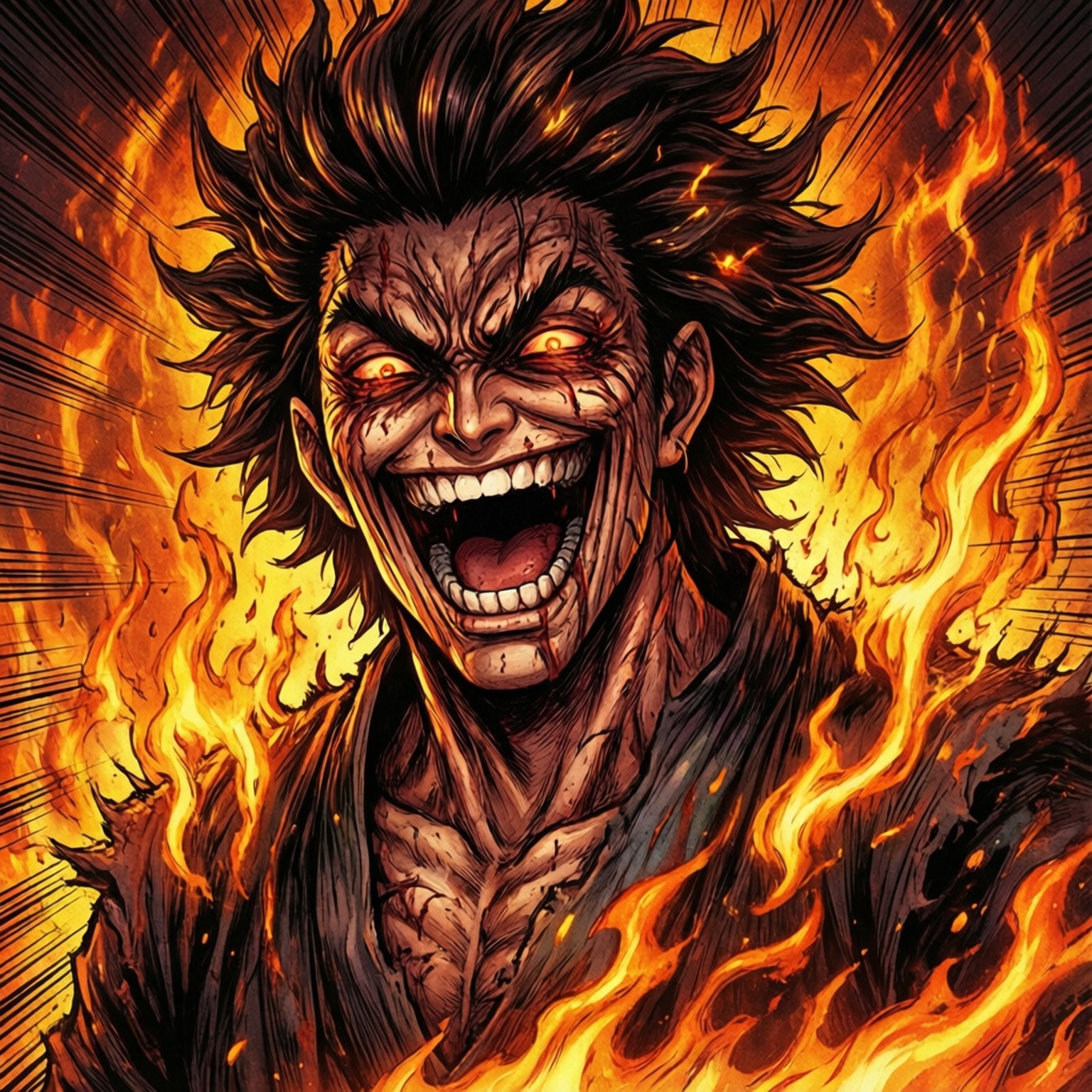 Sukuna, hellfire, manga-inspired scene, HD Desktop Wallpaper