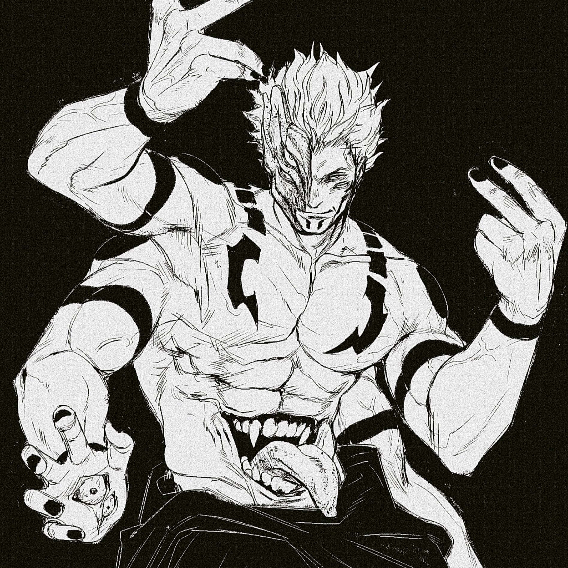 Sukuna, muscular anime character, spiky hair, HD Desktop Wallpaper