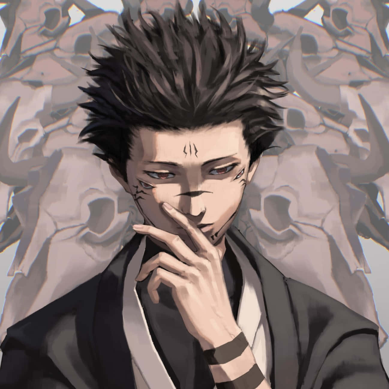 Sukuna, spiky-haired anime man, red eyes, HD Desktop Wallpaper