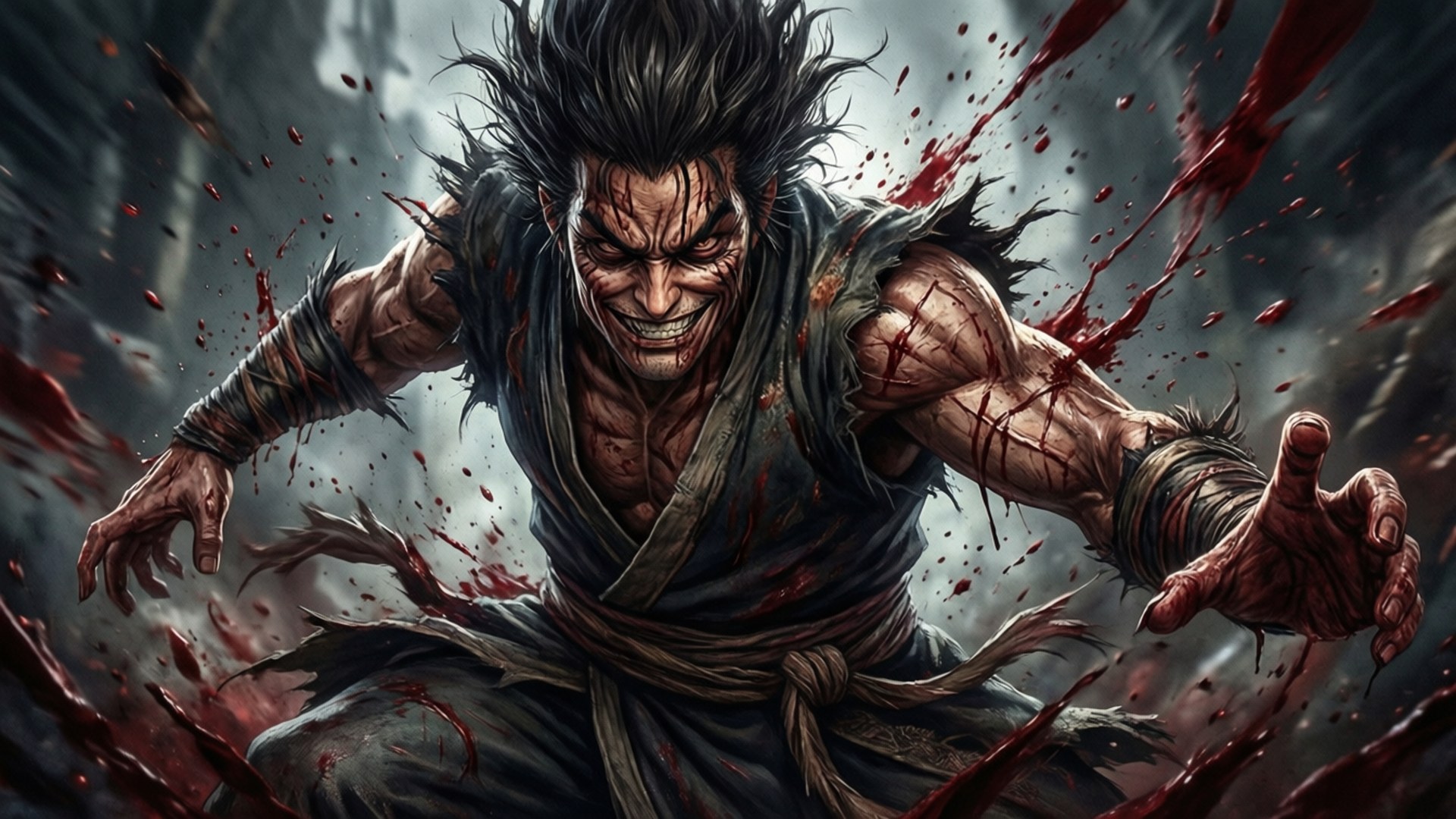 Sukuna, malevolent smile, sinister grin, Full HD Desktop Wallpaper