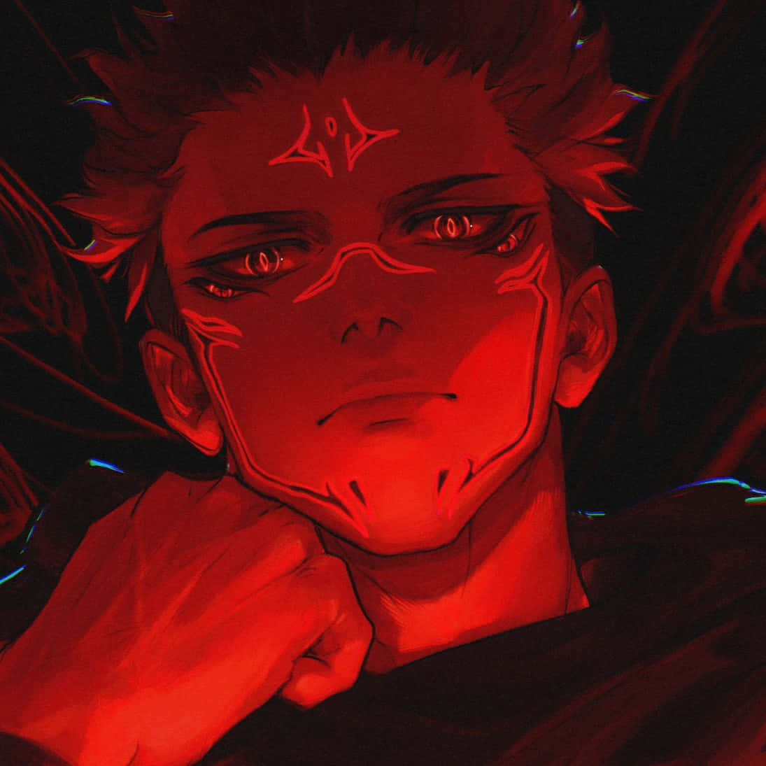 Sukuna, red glow, glowing eyes, SD Desktop Wallpaper