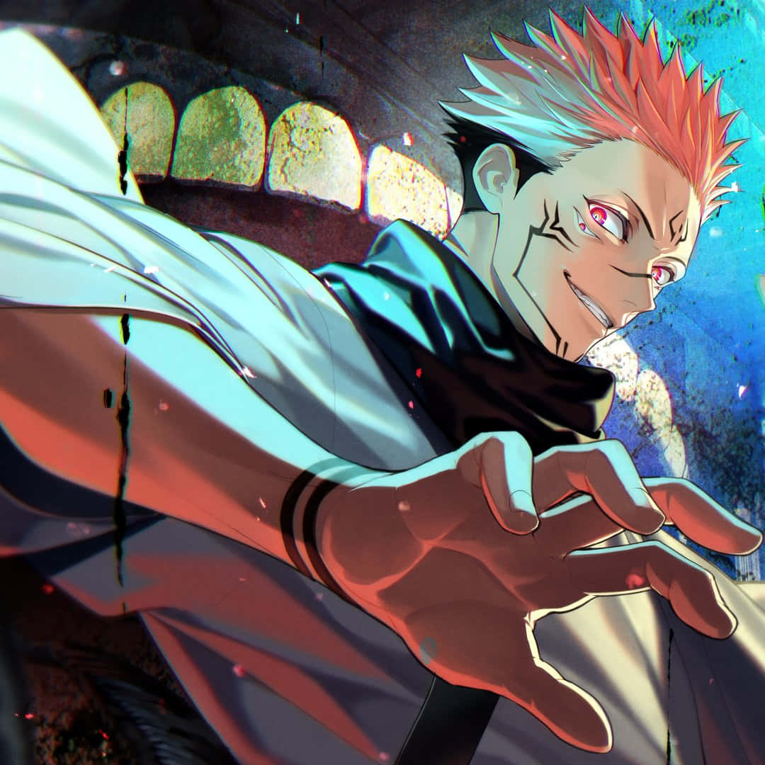 Sukuna, spiky-haired anime character, red eyes, SD Desktop Wallpaper