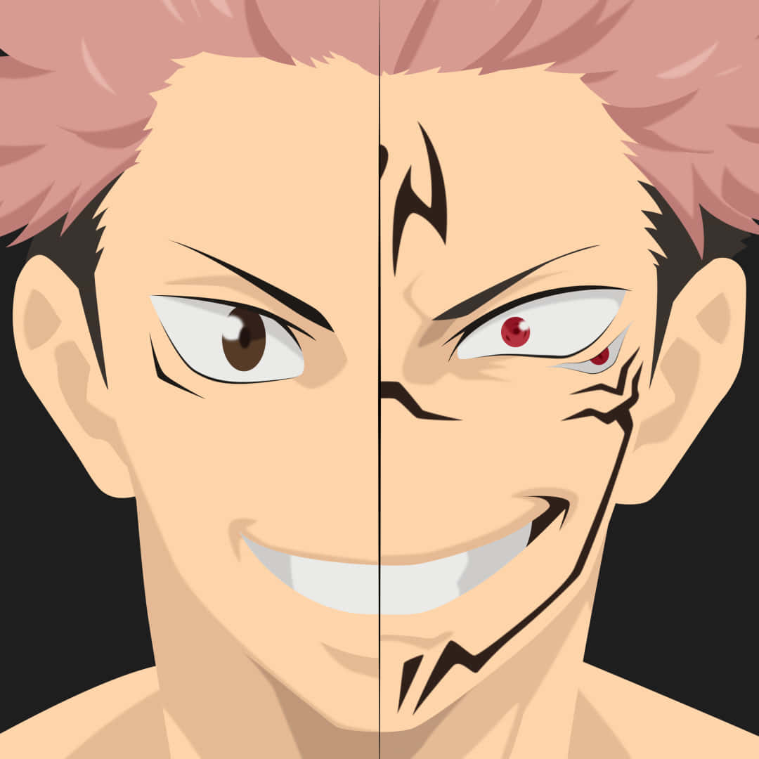 Sukuna, split face, normal smile, SD Desktop Wallpaper