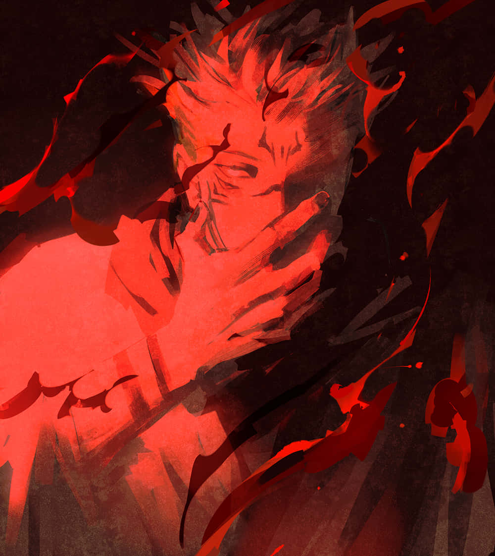 Sukuna, Red Shadow, spiky hair, SD Phone Wallpaper