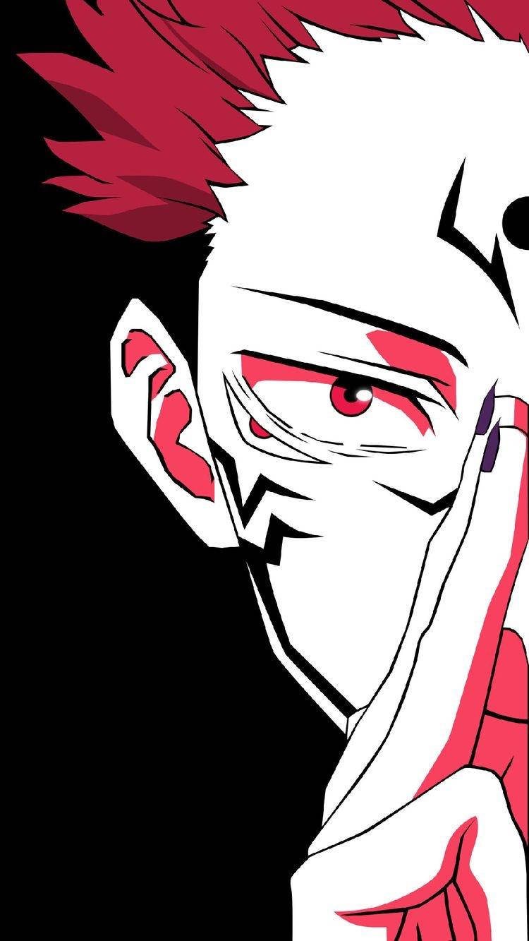 Sukuna, half face, spiky red hair, HD Phone Wallpaper