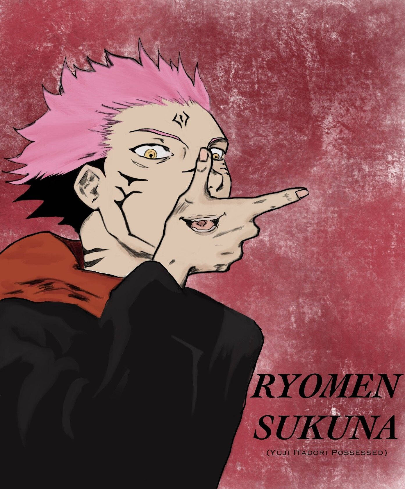 Sukuna, spiky pink hair, mischievous grin, HD Phone Wallpaper