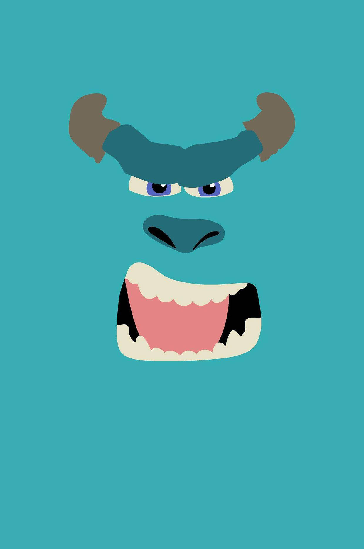 Sulley, teal background, horns, HD Phone Wallpaper