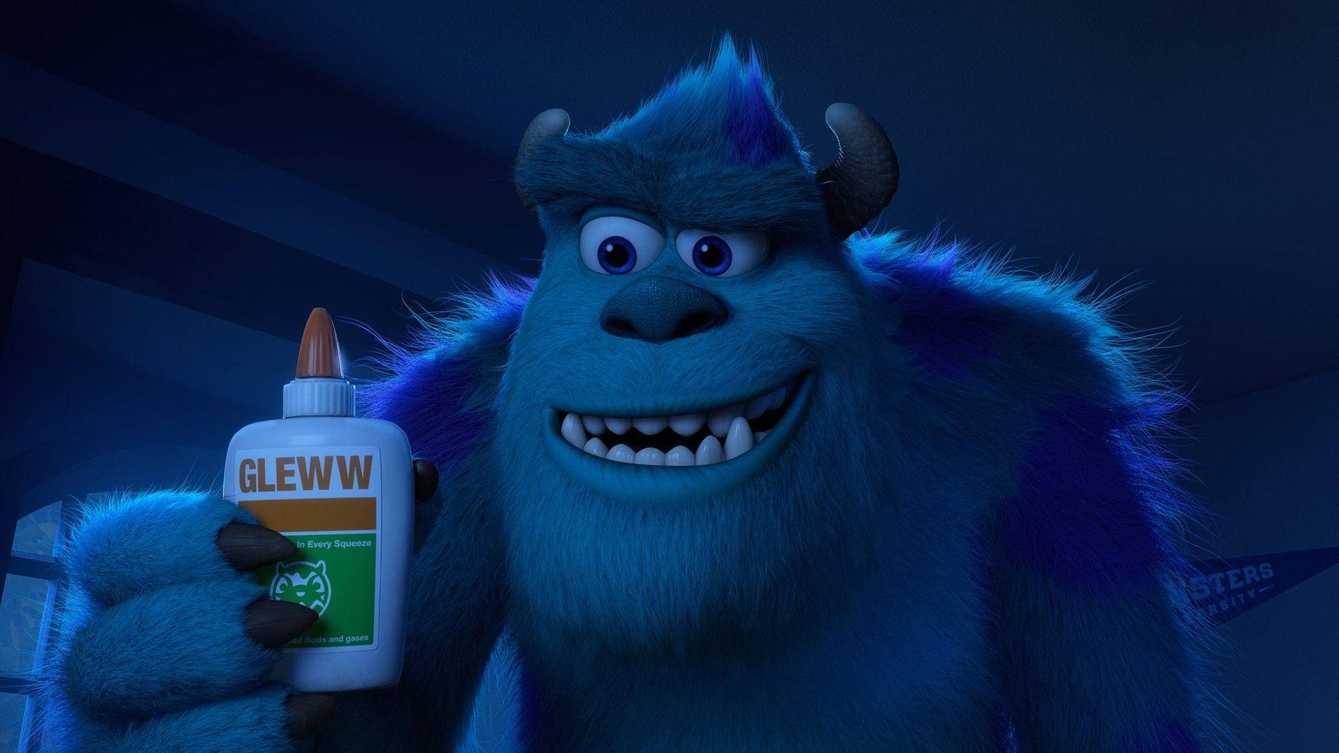 Sulley, blue furry monster, horns, Full HD Desktop Wallpaper