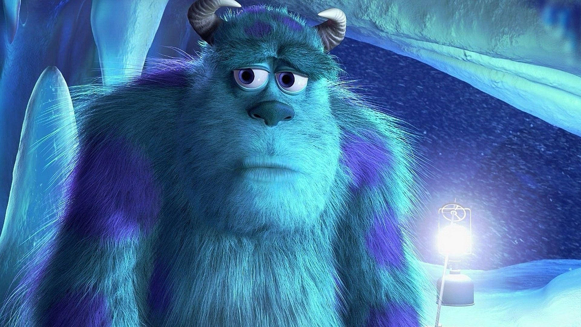 Sulley, furry blue monster, purple spots, Full HD Desktop Wallpaper