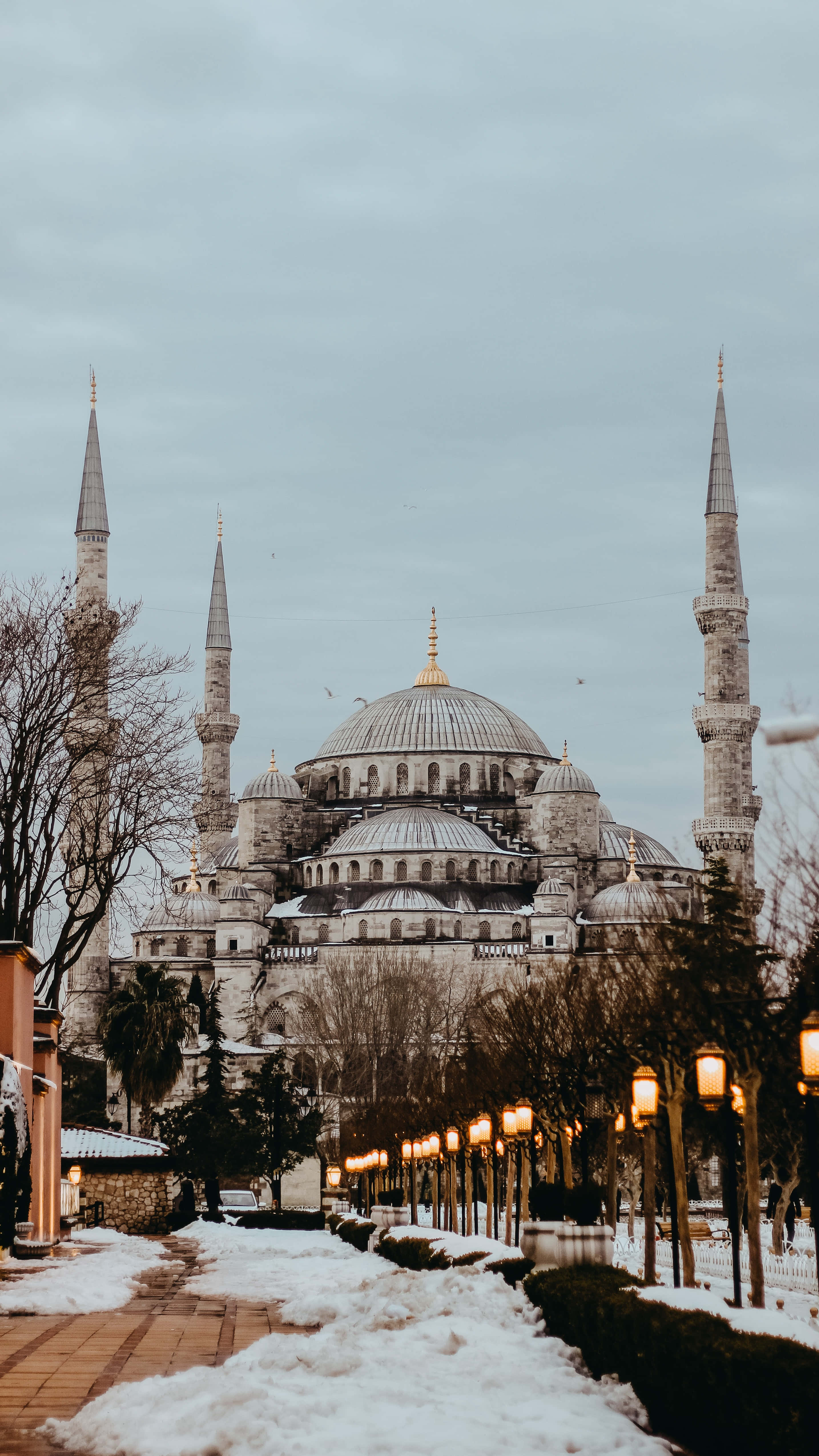 Sultan Ahmed Mosque, Blue Mosque, winter, 4K Phone Wallpaper