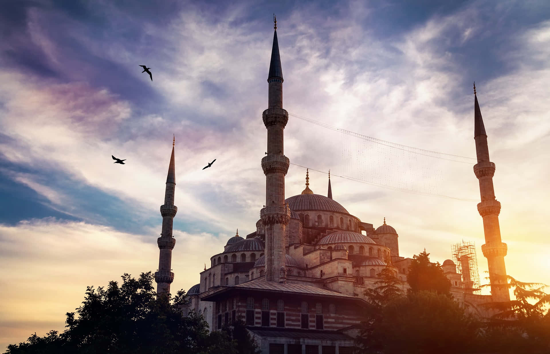 Sultan Ahmed Mosque, blue mosque, towering minarets, Full HD Desktop Wallpaper