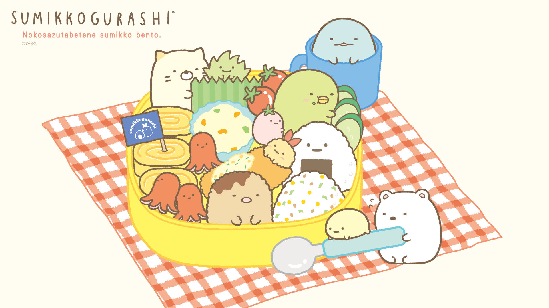 Sumikko Gurashi, bento box, yellow bento box, Full HD Desktop Wallpaper