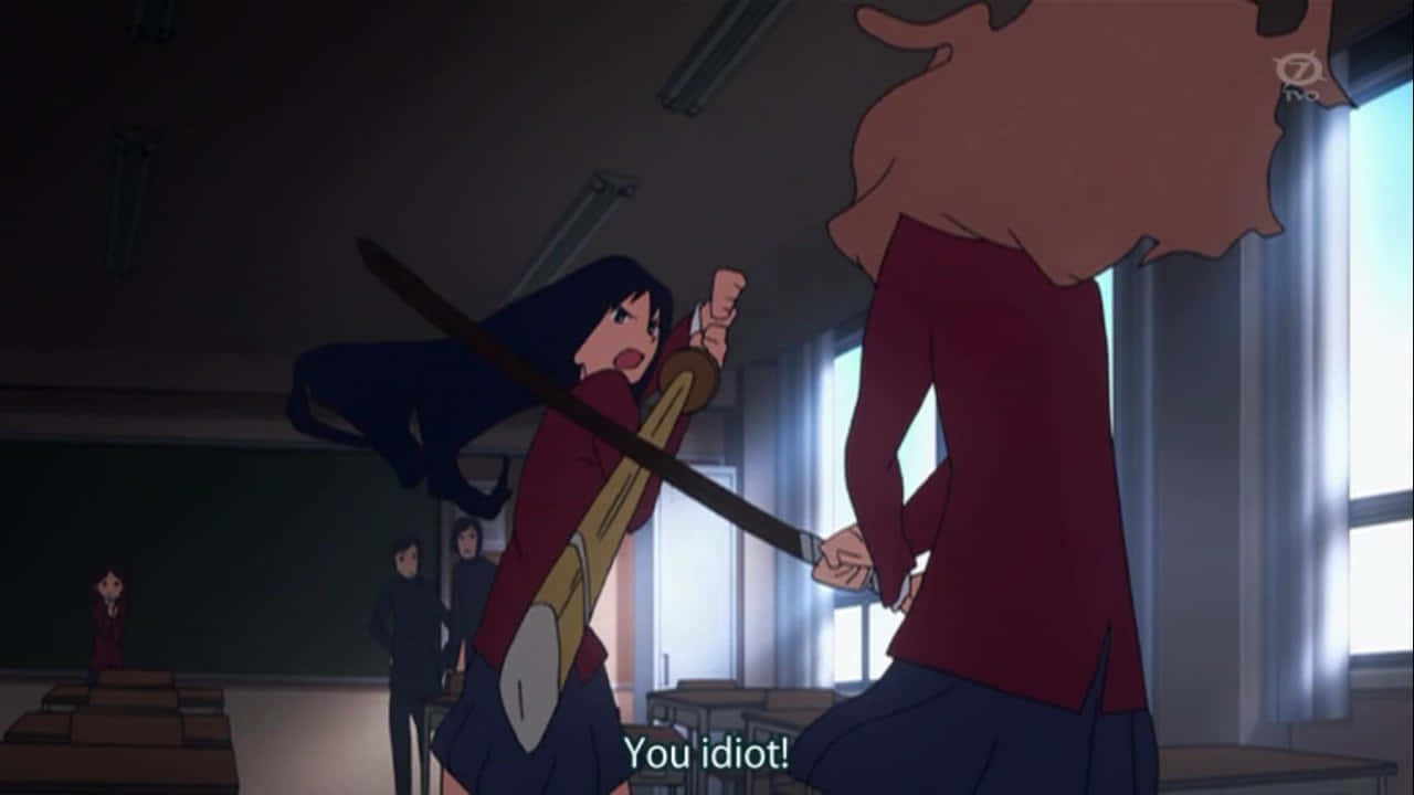 Sumire Kanou, classroom, sword, HD Desktop Wallpaper