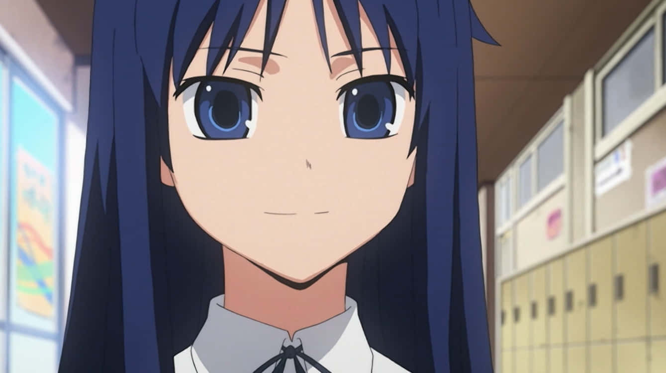 Sumire Kanou, long dark blue hair, bright blue eyes, HD Desktop Wallpaper
