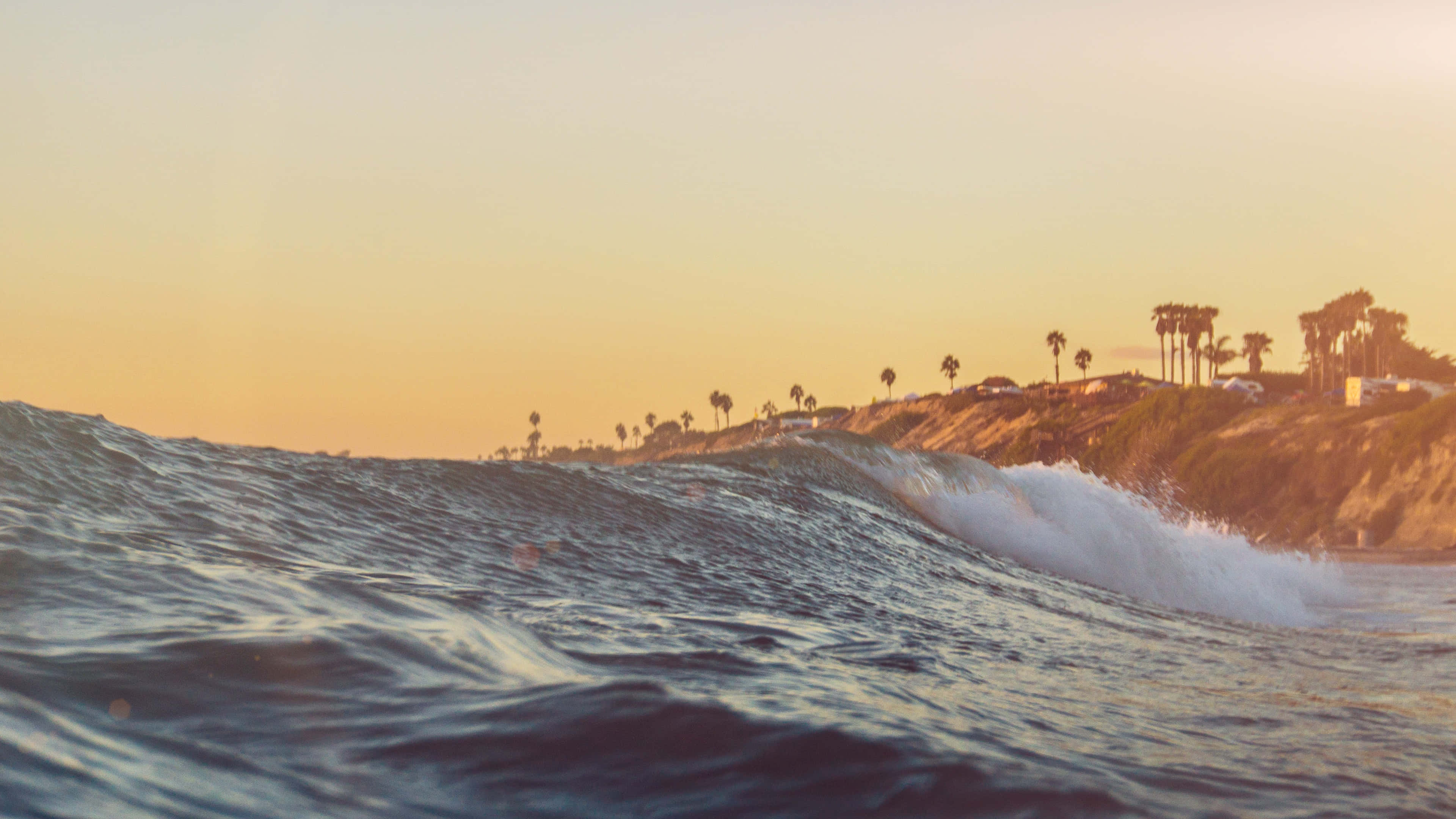 Golden Hour, Beach Waves, 4K Ultra Wide, 4K Desktop Wallpaper