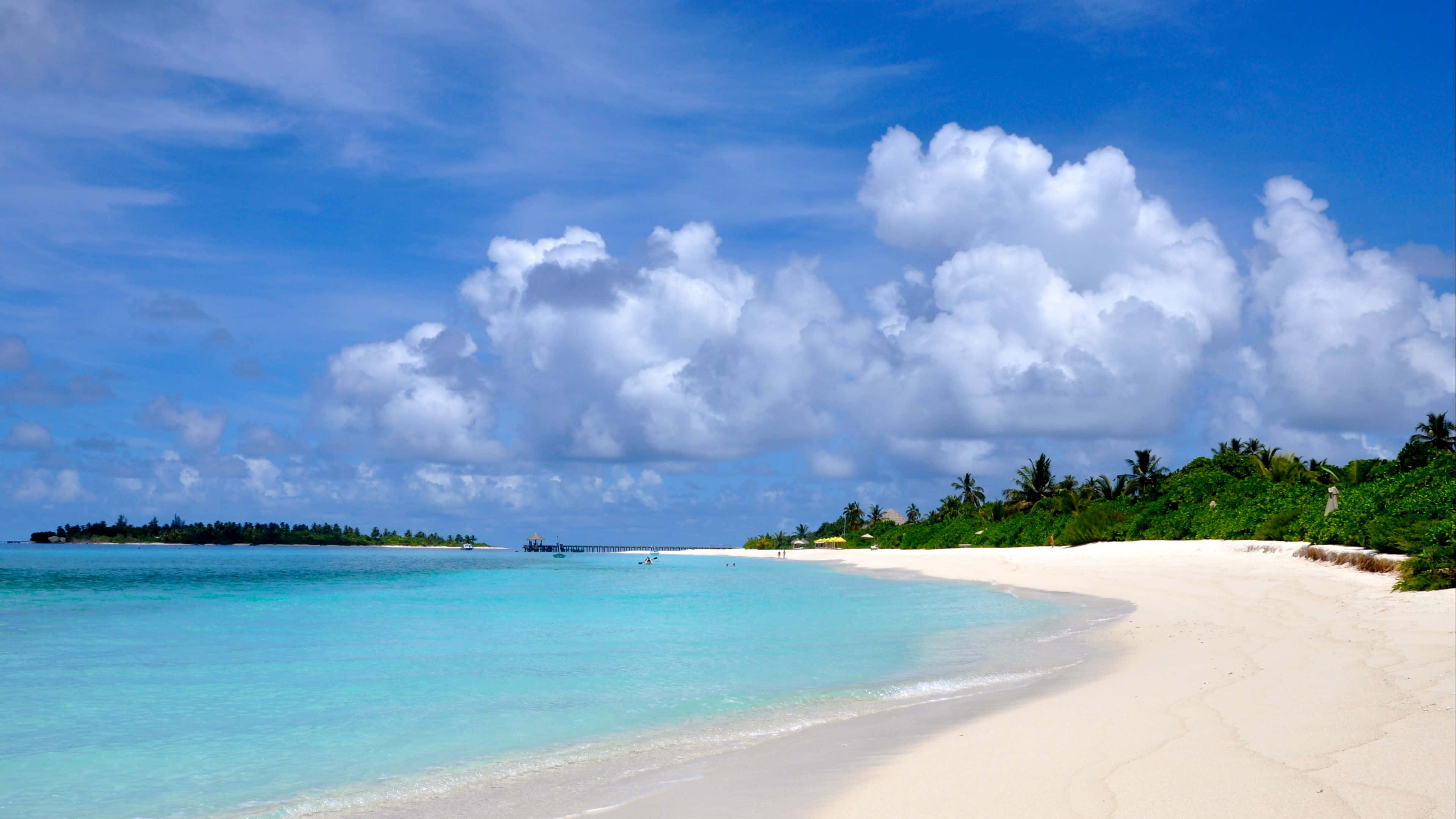 tropical beach paradise, white sand beach, turquoise waters, 4K Desktop Wallpaper