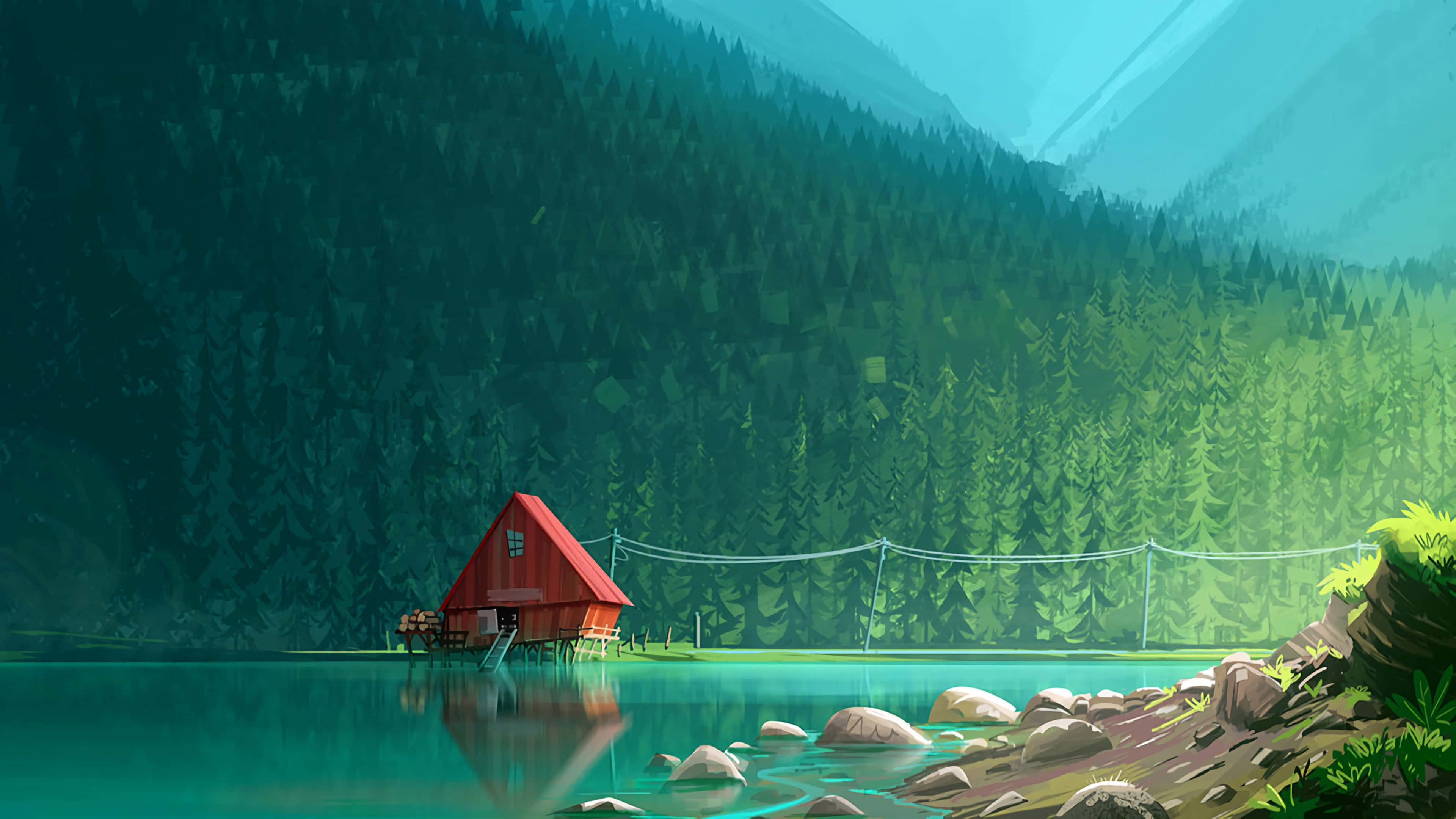 serene lakehouse, summer, 4K Ultra Wide, 4K Desktop Wallpaper