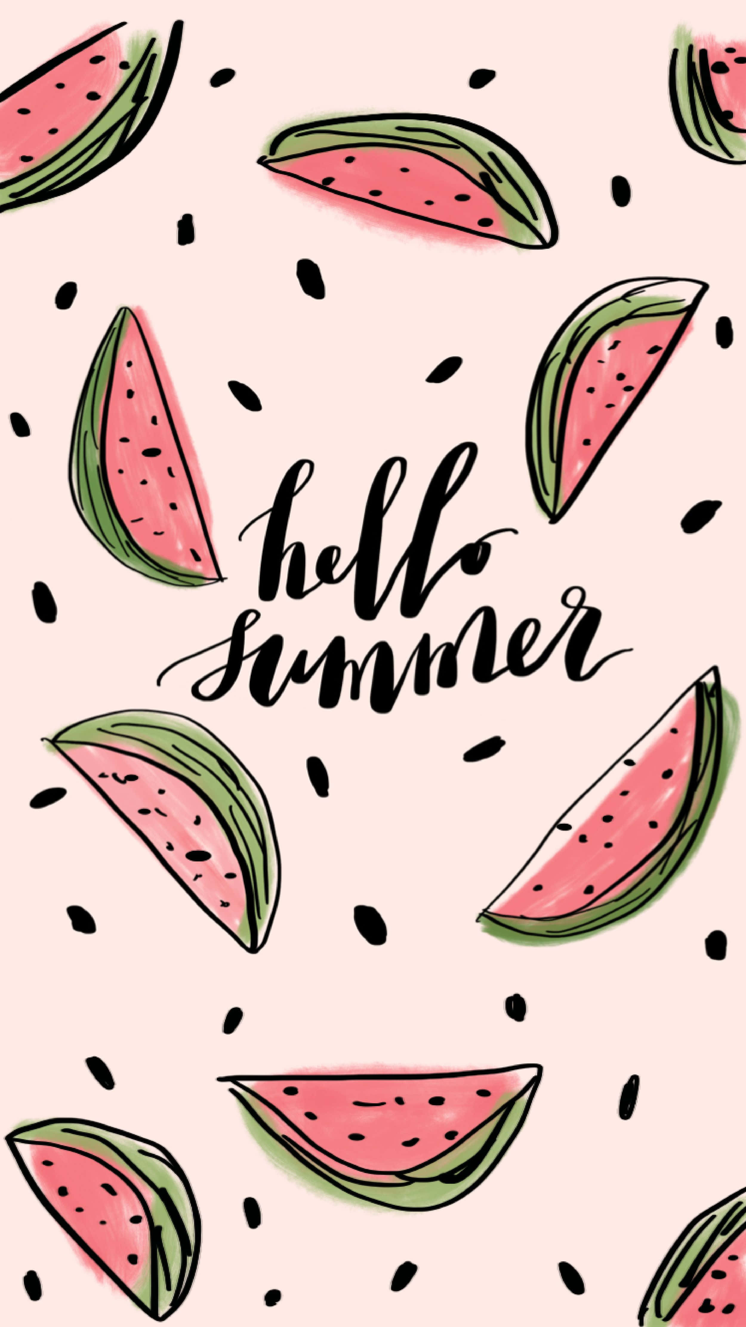 Hello Summer, iPhone, pink background, 4K Phone Wallpaper