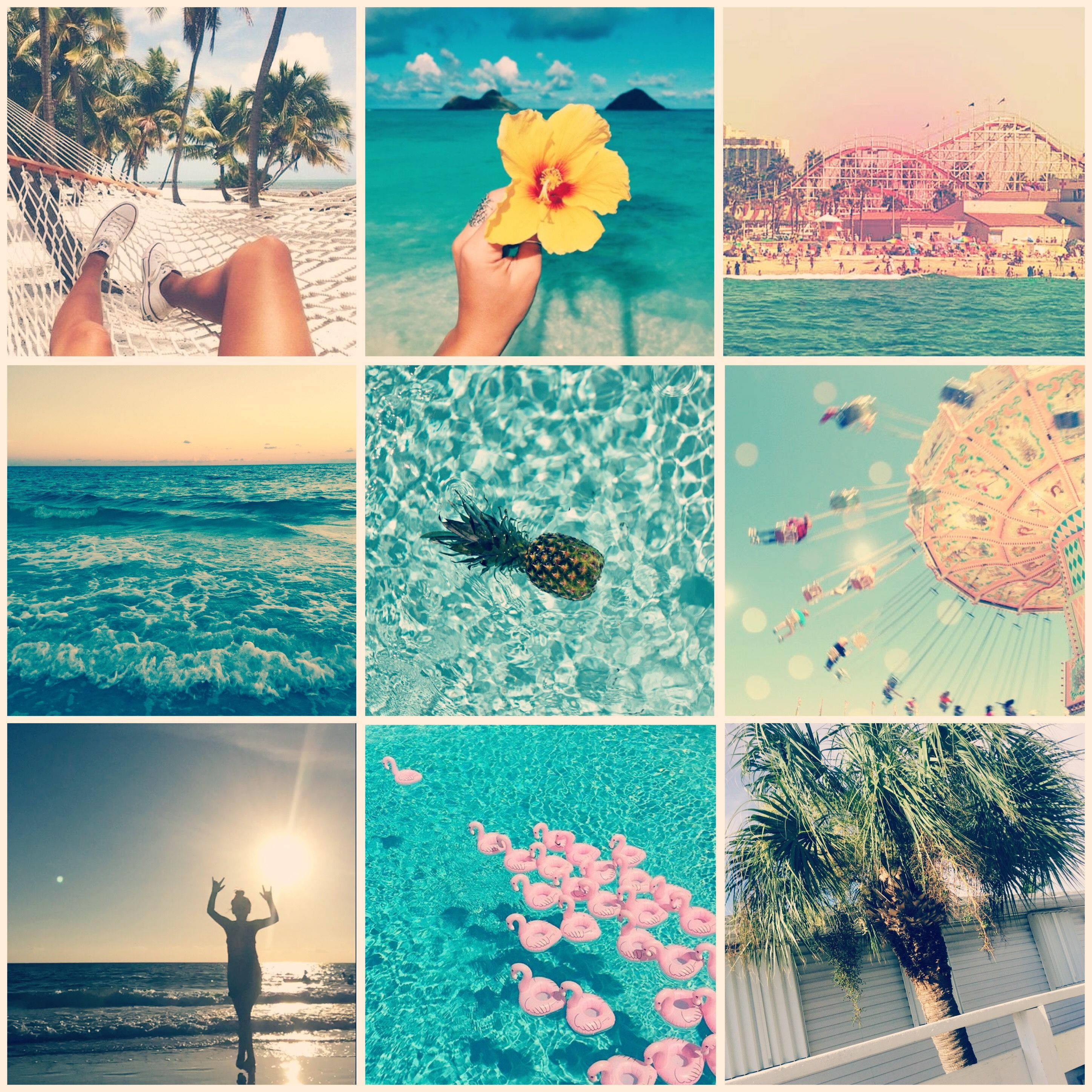 summer vibes, clear water, tropical collage, 2K Desktop Wallpaper