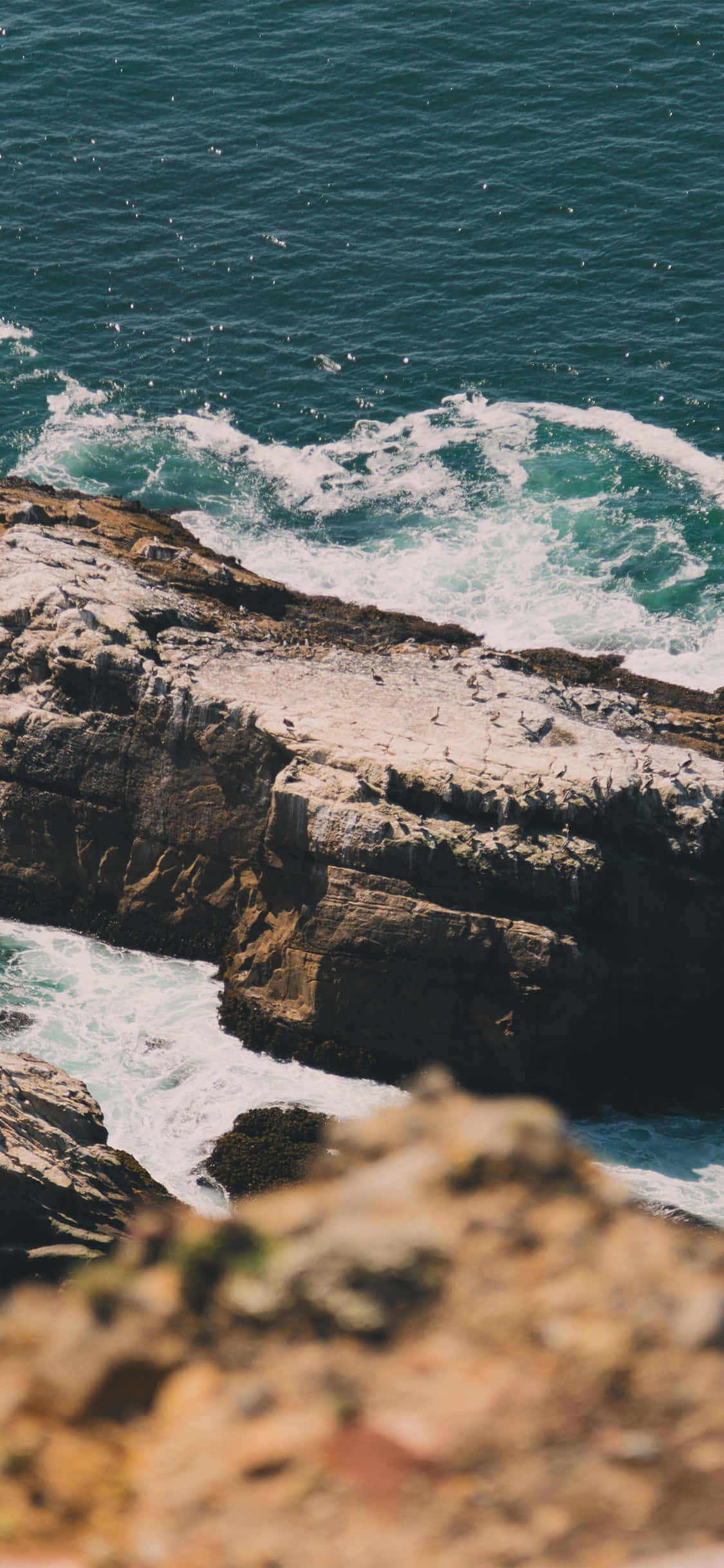 rugged coastline, turquoise ocean waves, brown cliffs, Full HD Phone Wallpaper
