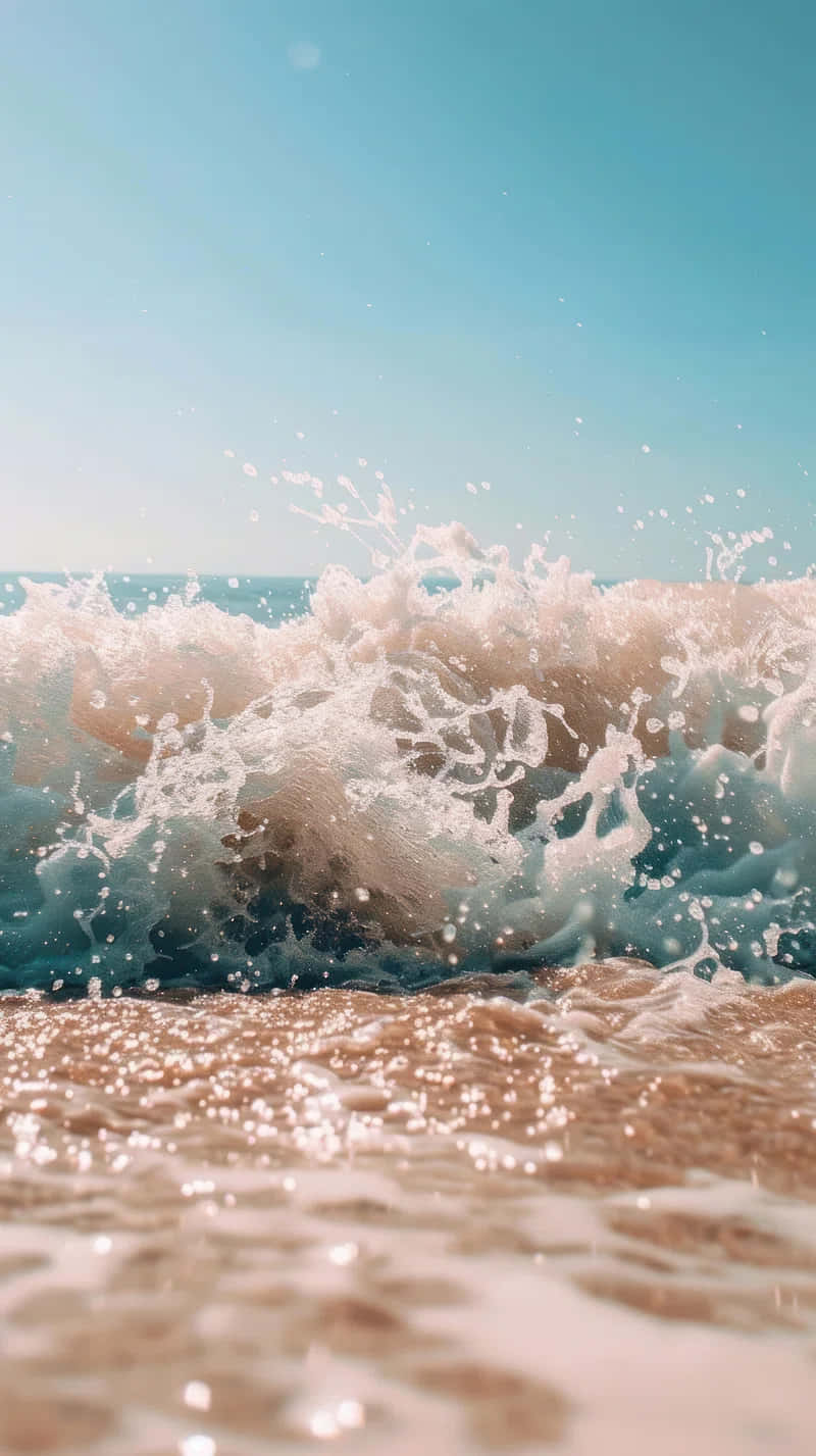 Summer Beach Aesthetic, ocean wave, sandy shore, HD Phone Wallpaper
