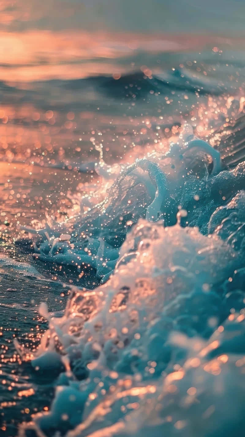 sunset waves, summer beach aesthetic, ocean waves crashing, HD Phone Wallpaper