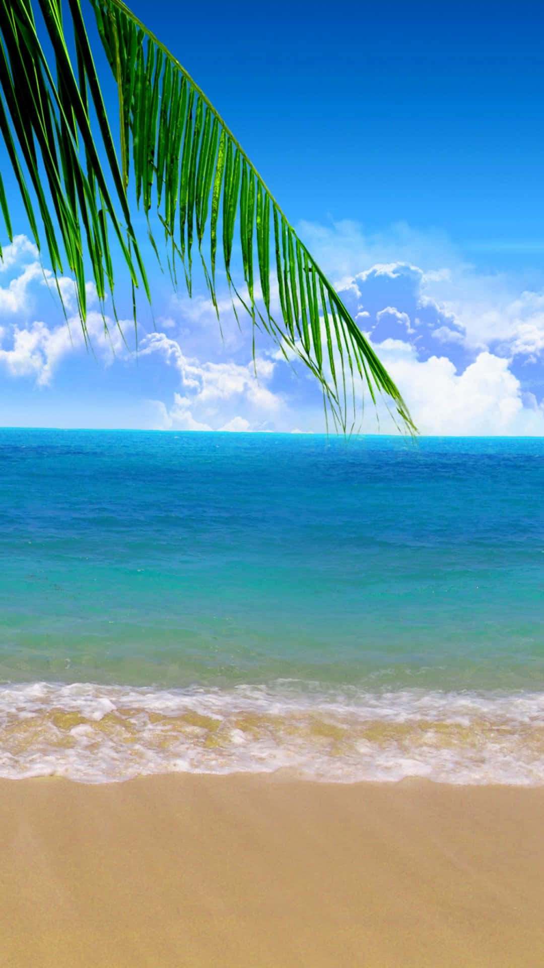 summer beach iPhone, turquoise ocean, golden sand, Full HD Phone Wallpaper