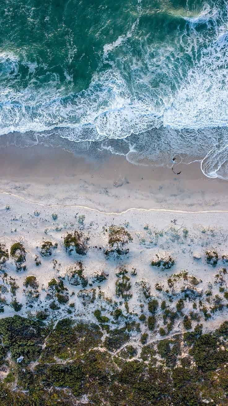 Summer Beach iPhone, aerial view, turquoise waves, HD Phone Wallpaper