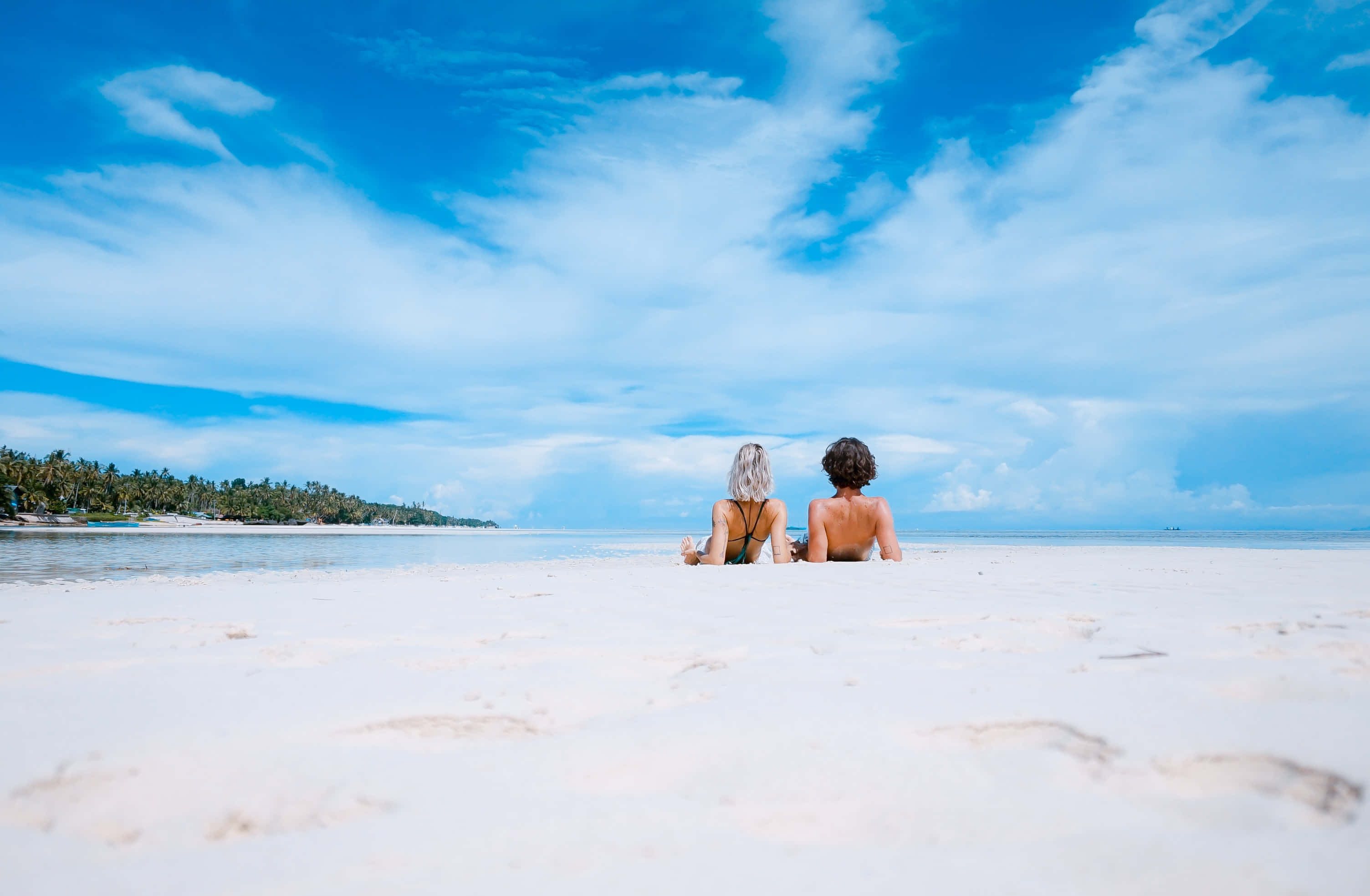summer vacation 3008 x 1969, pristine white sandy beach, turquoise ocean, 2K Desktop Wallpaper