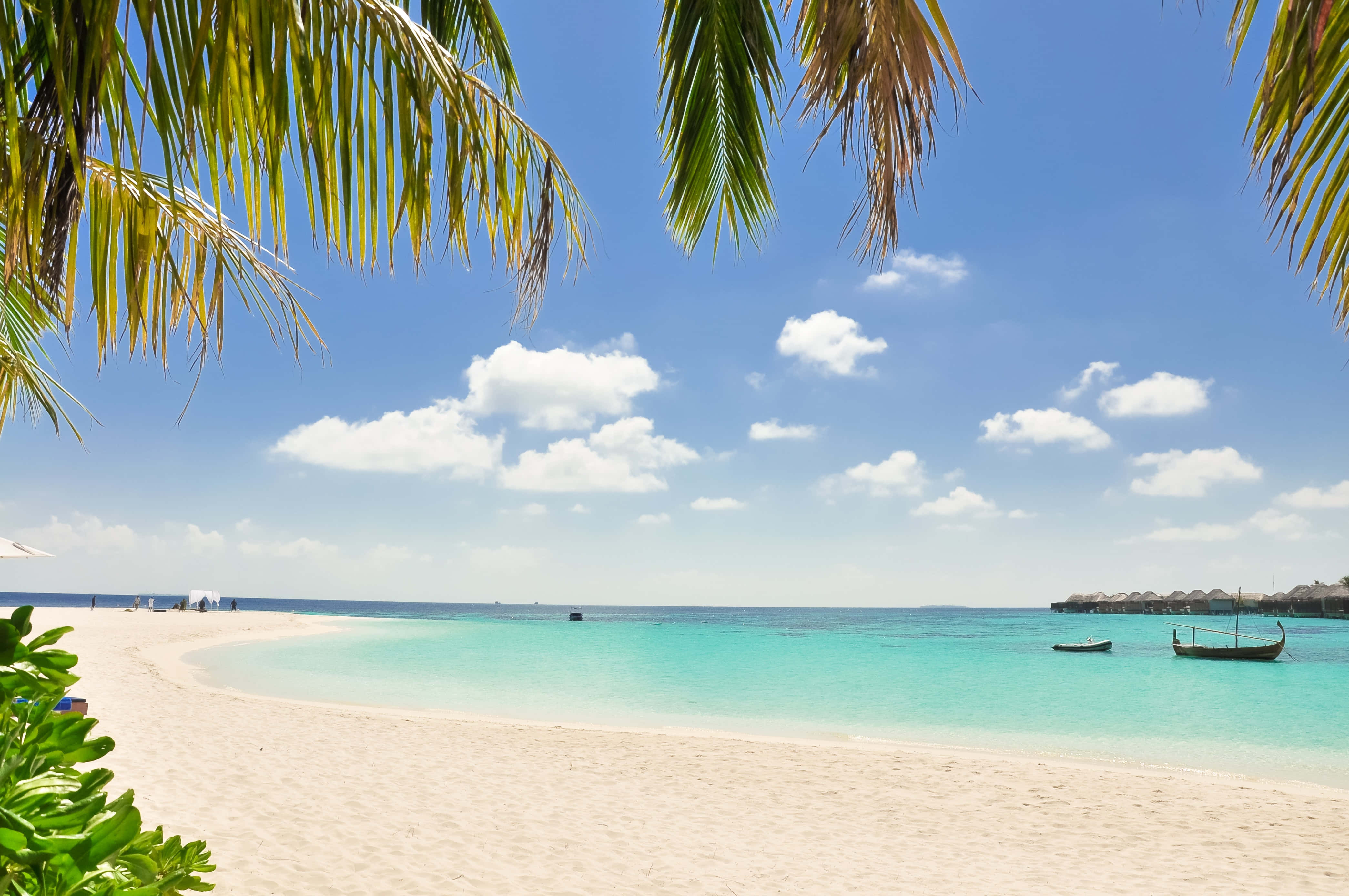 sunset, summer beach, white sand beach, 4K Desktop Wallpaper