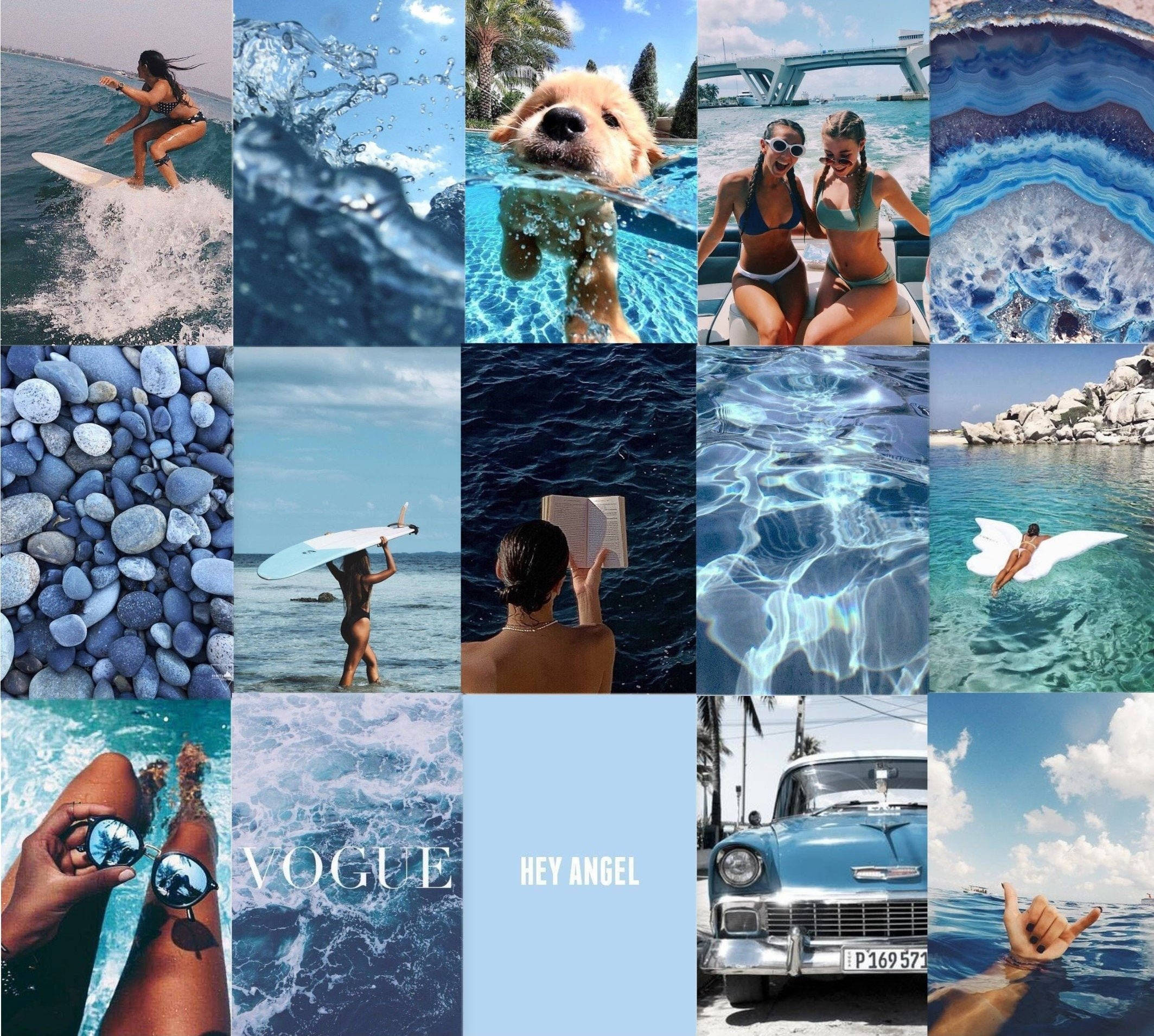 Summer Vibes Dark Blue, coastal scenes, surfers, Full HD Desktop Wallpaper