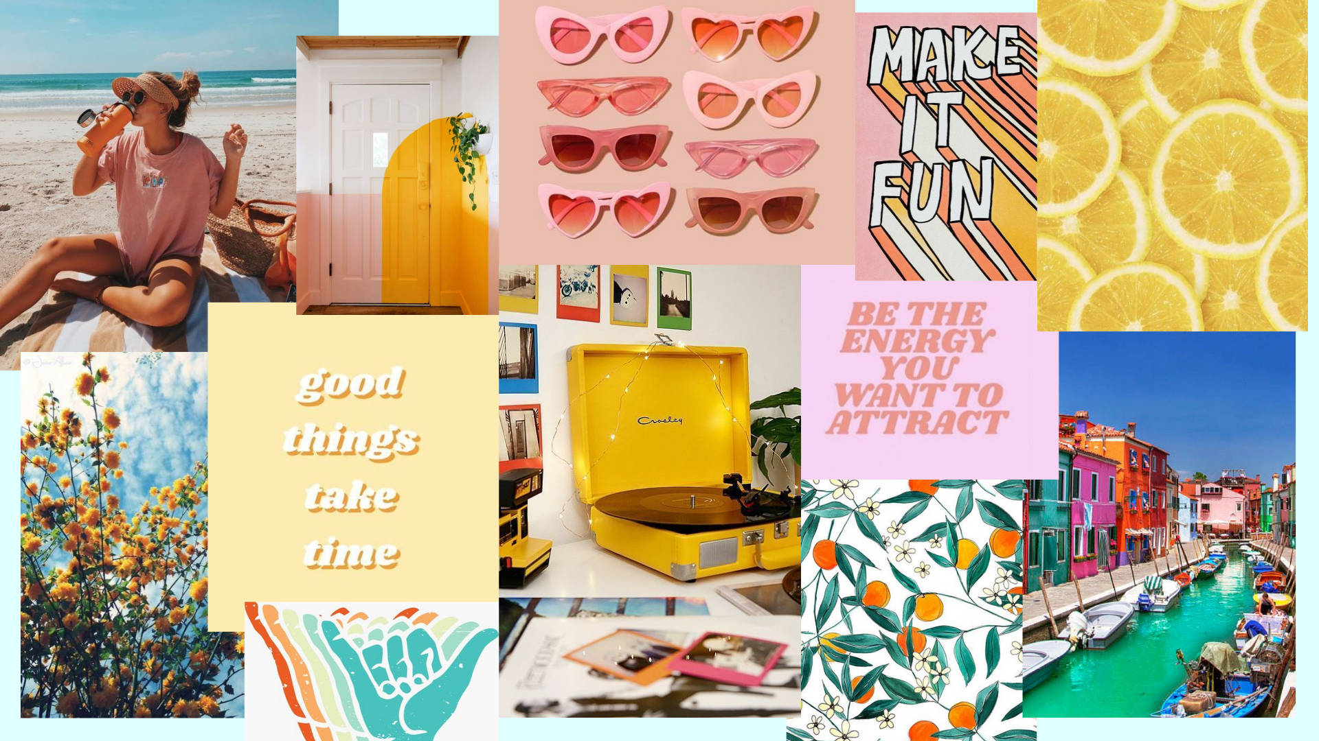 beach girl, sunglasses, lemon slices, Full HD Desktop Wallpaper