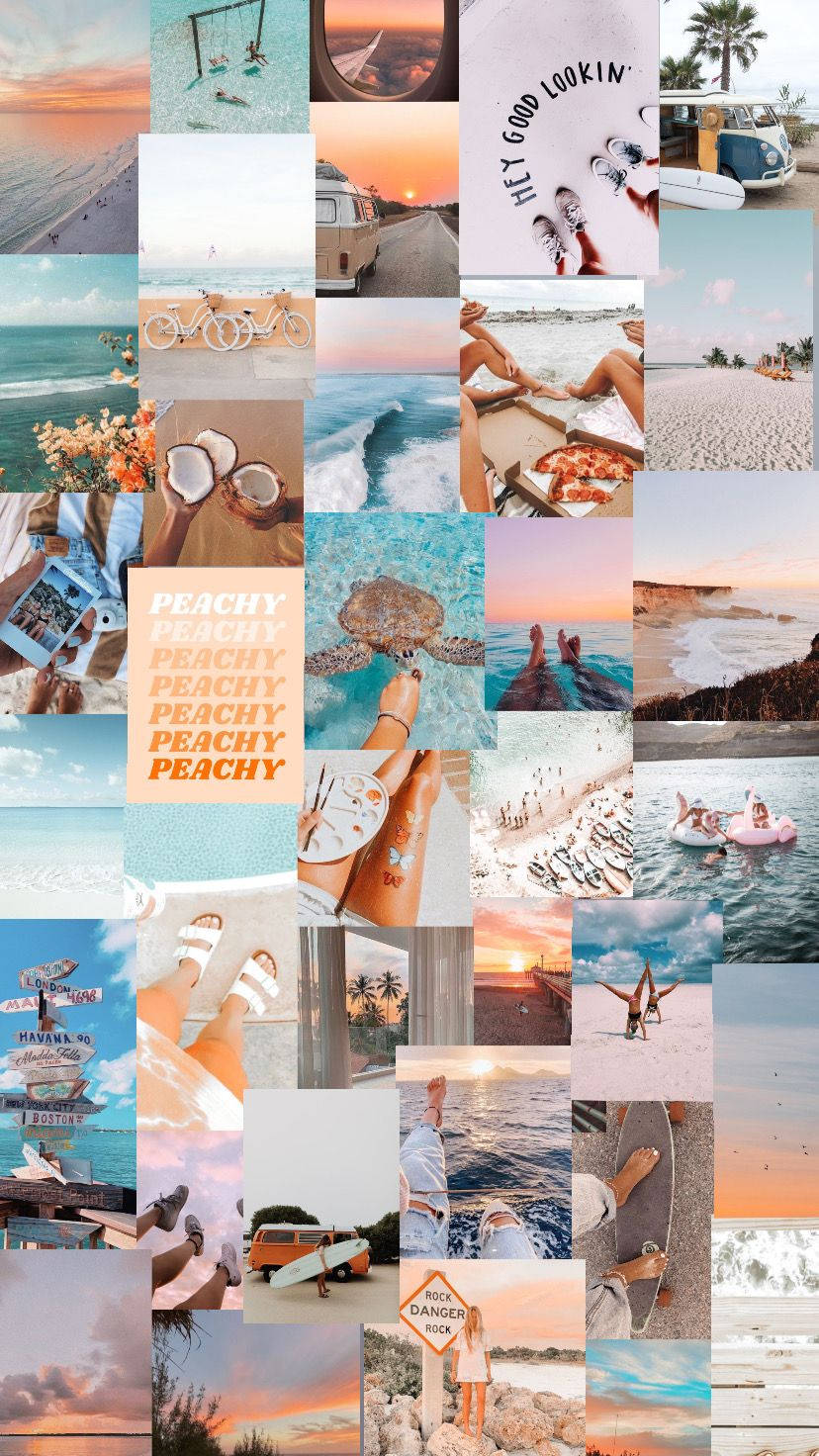 Epic Beach Moments Summer Collage, sunsets, ocean waves, HD Phone Wallpaper
