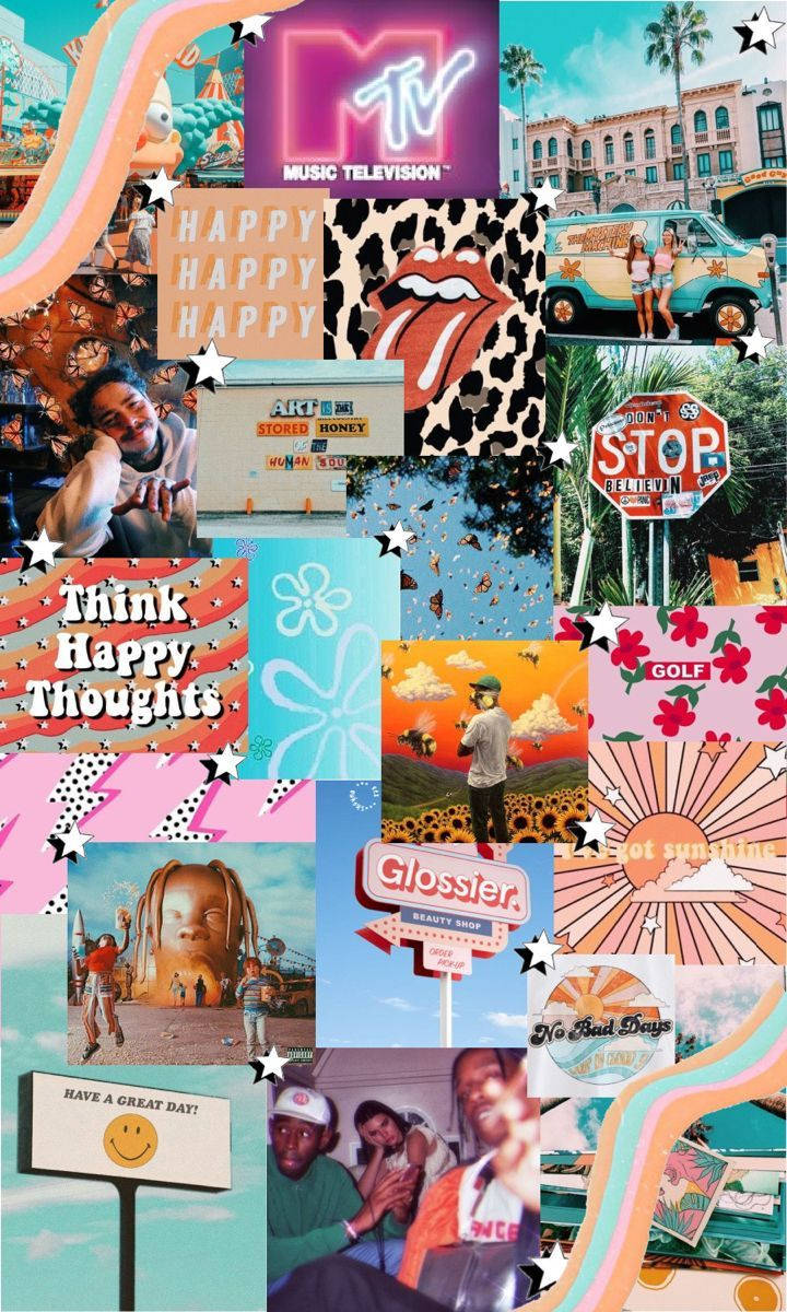 pop culture icons, retro vans, sunflowers, SD Phone Wallpaper