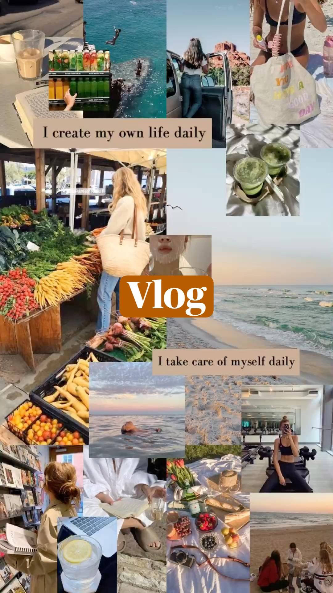 That Girl Aesthetic, beach scenes, fresh produce markets, Full HD Phone Wallpaper