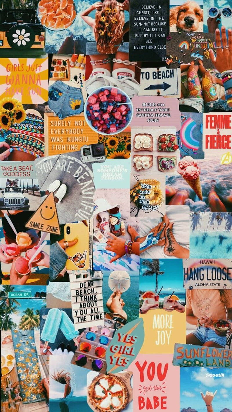 Summer Collage, sunflowers, beach vibes, HD Phone Wallpaper