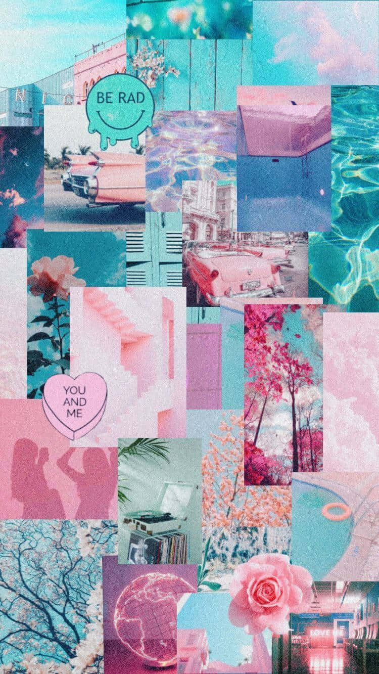 pastel summer aesthetic, pink, teal, HD Phone Wallpaper