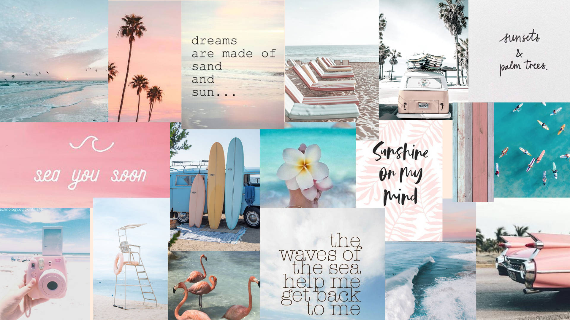 beach scenes, palm trees, surfboards, Full HD Desktop Wallpaper