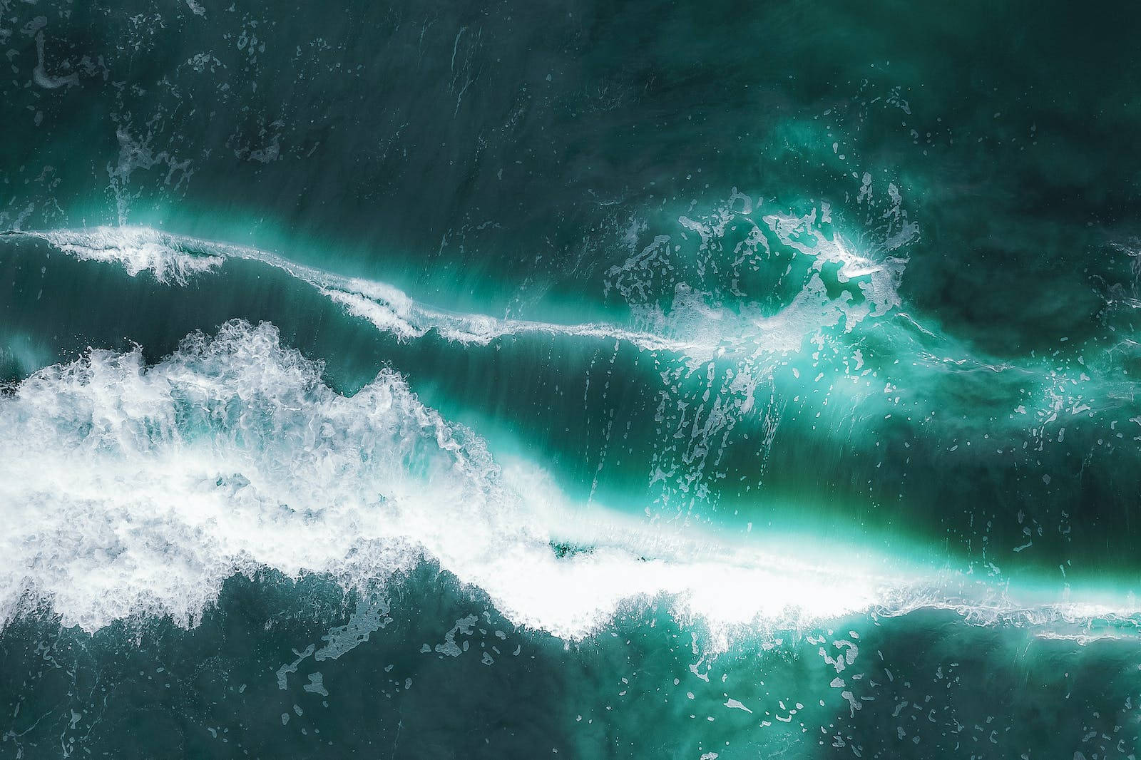 turquoise ocean, aerial view, turbulent ocean waves, HD Desktop Wallpaper