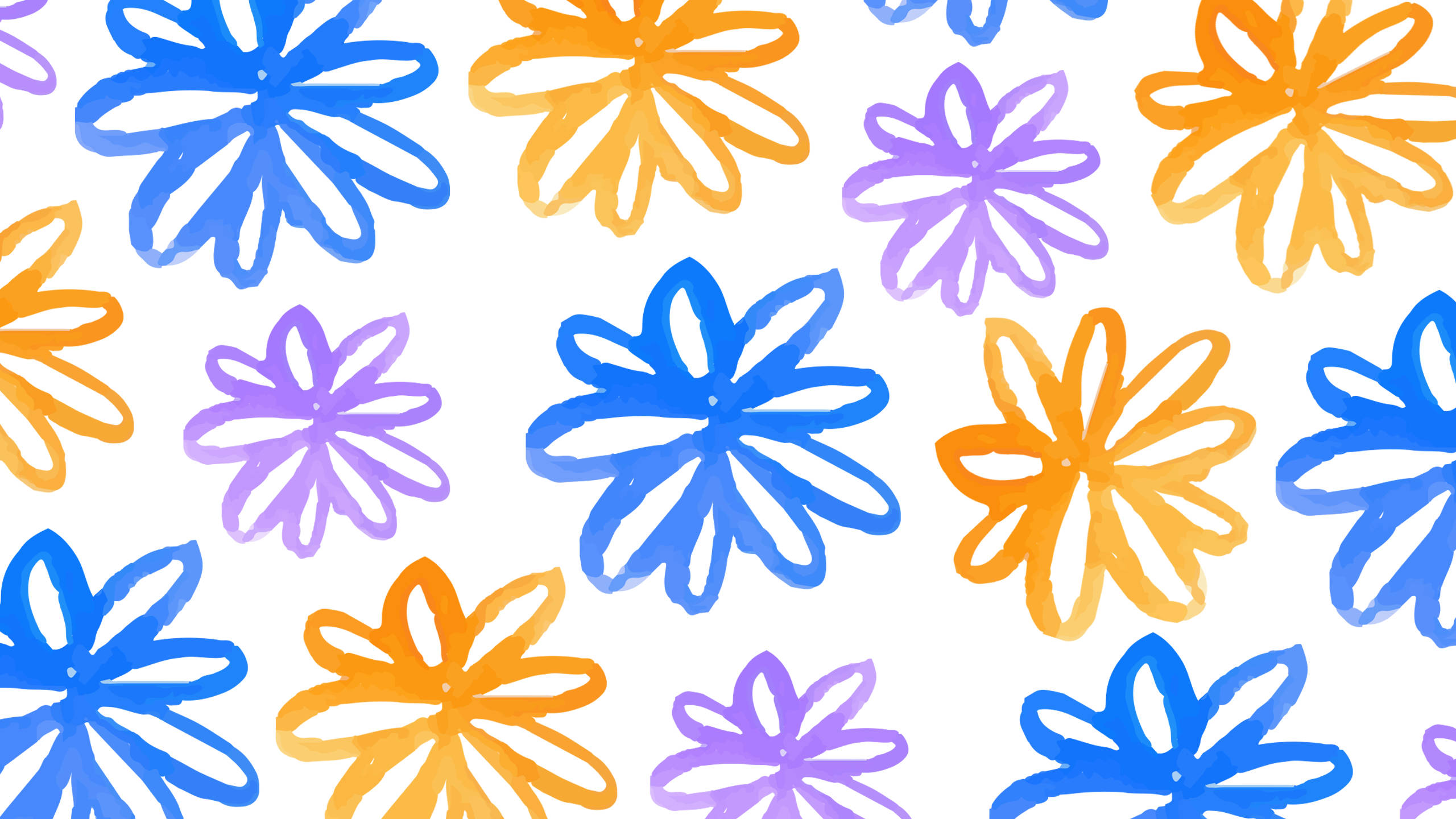 2560x1440, summer flower pattern, blue, 2K Desktop Wallpaper