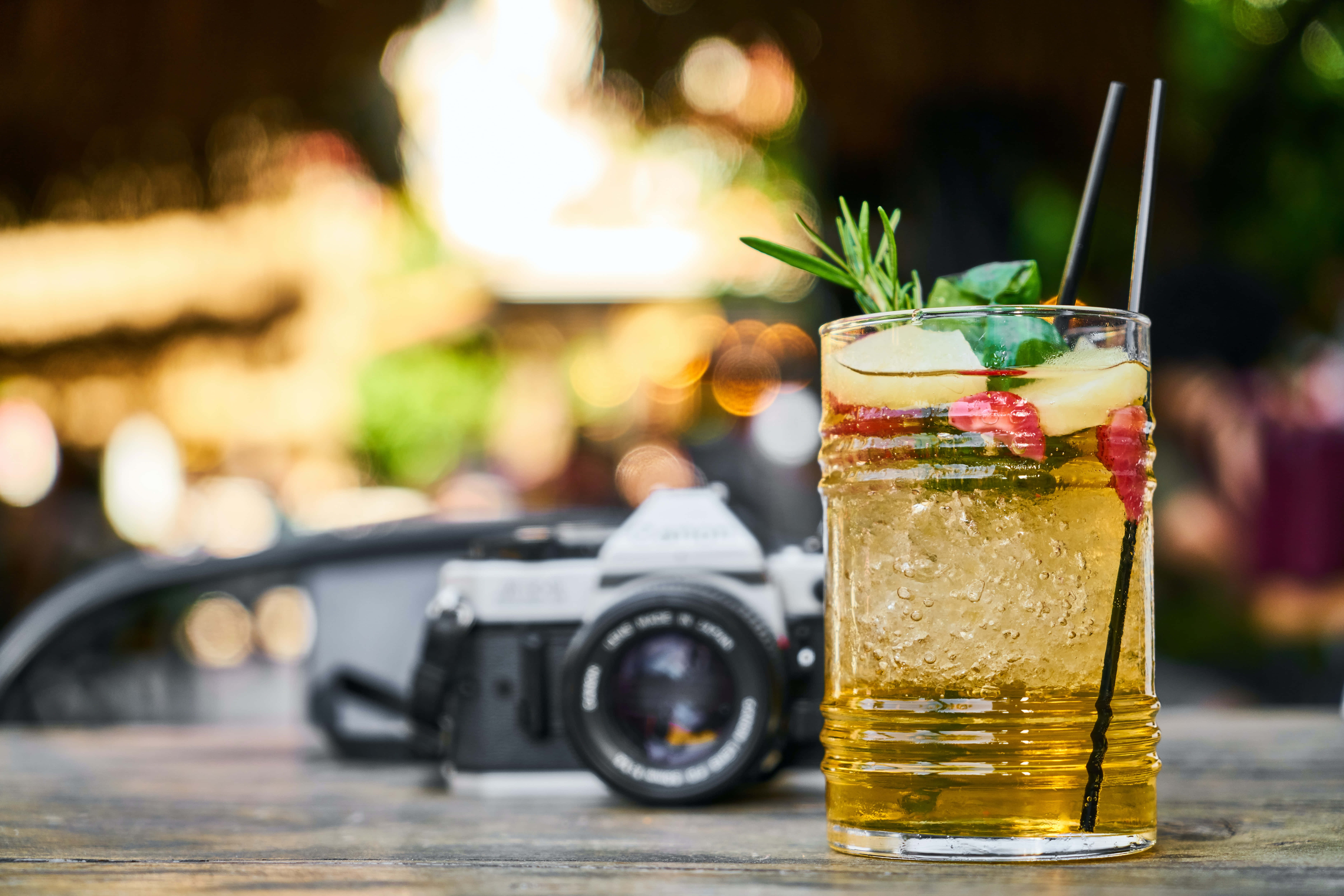golden cocktail, rosemary, fruit, 5K Desktop Wallpaper
