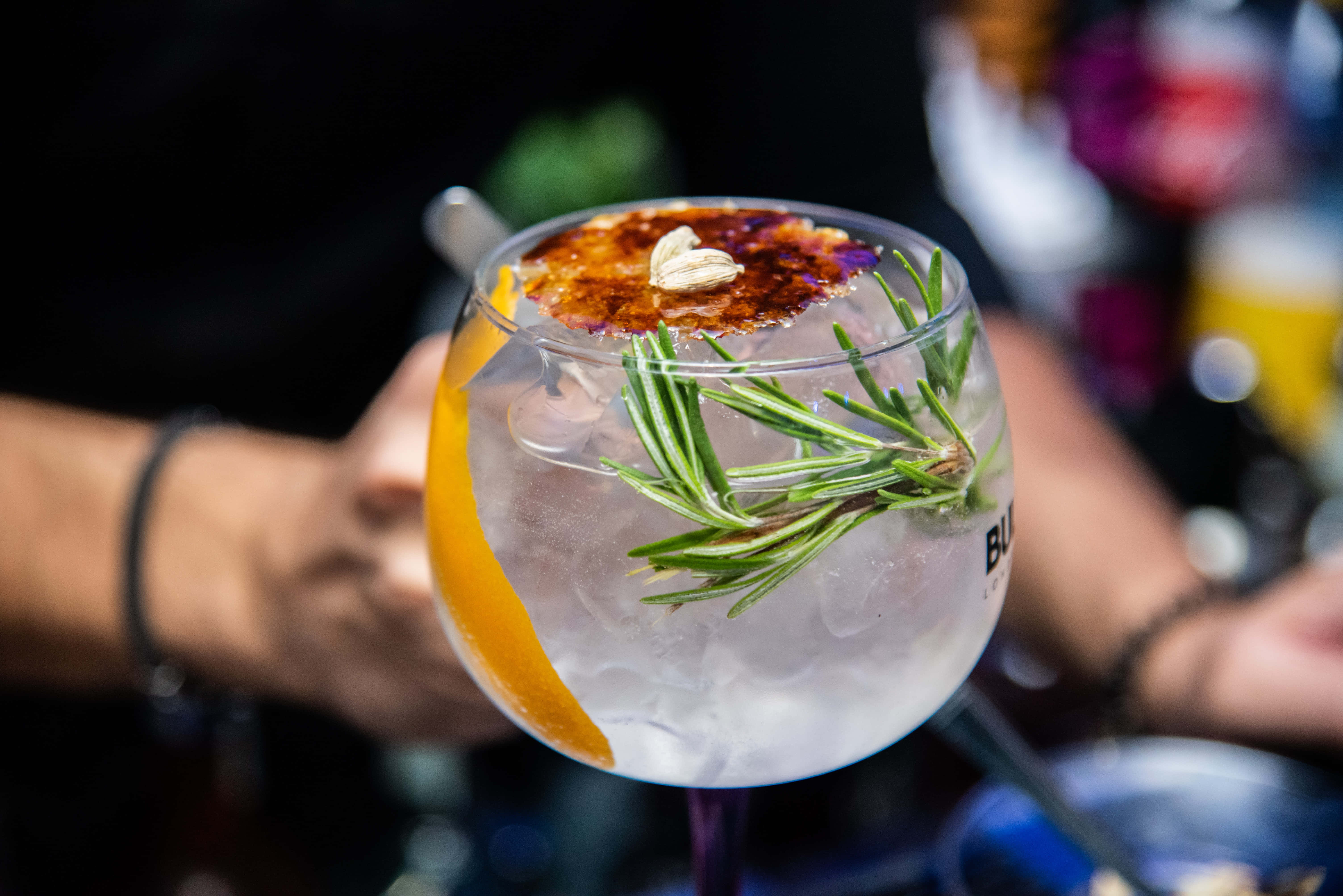 gin cocktail, rosemary orange slice, caramelized sugar, 5K Desktop Wallpaper