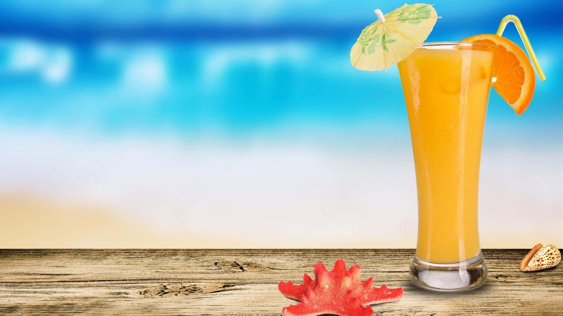orange tropical drink, umbrella, orange slice, Full HD Desktop Wallpaper