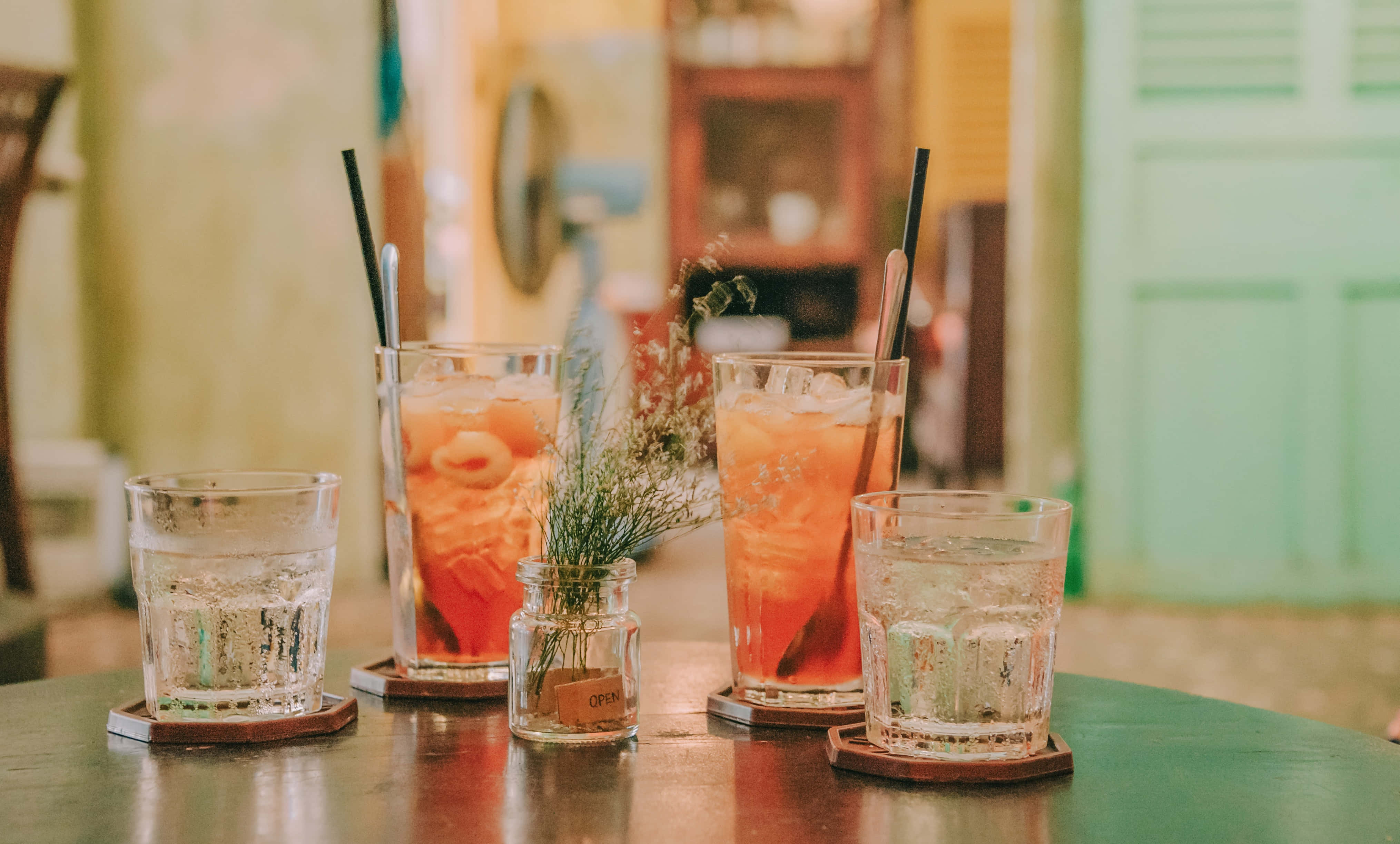 summer drinks, iced drinks, straws, 4K Desktop Wallpaper