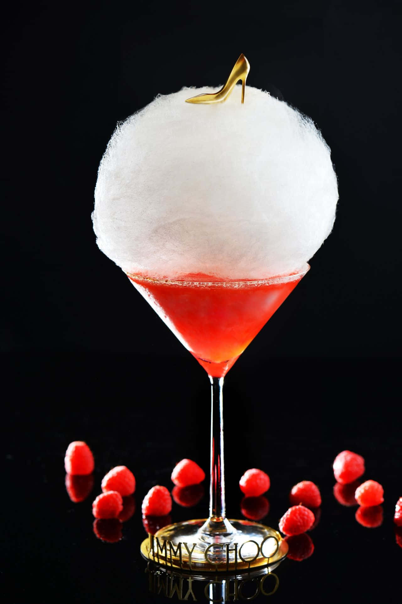 vibrant red cocktail, martini glass, fluffy white cotton candy, Full HD Phone Wallpaper