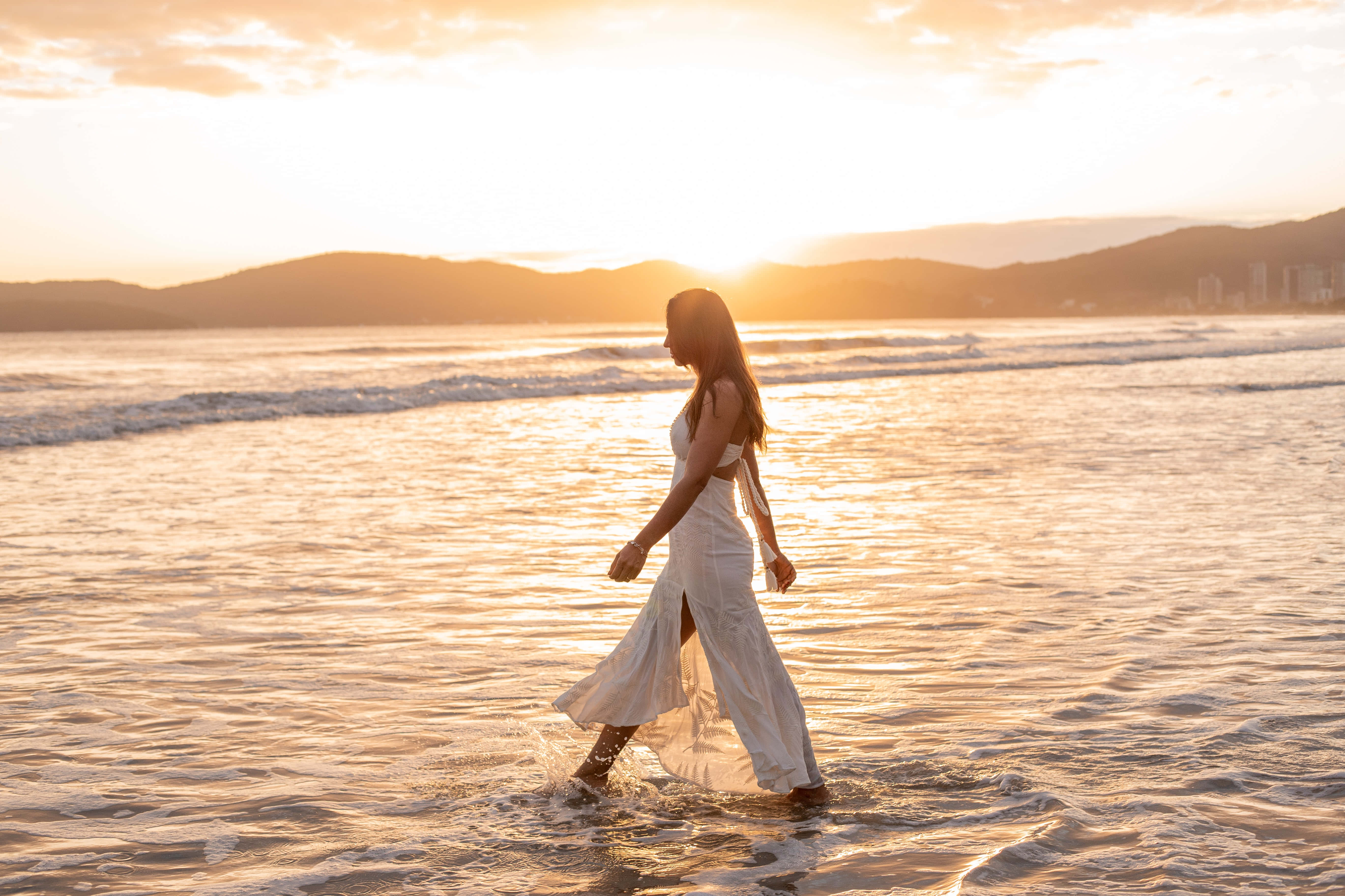 Summer Fashion, golden sunset, ocean water, 5K Desktop Wallpaper