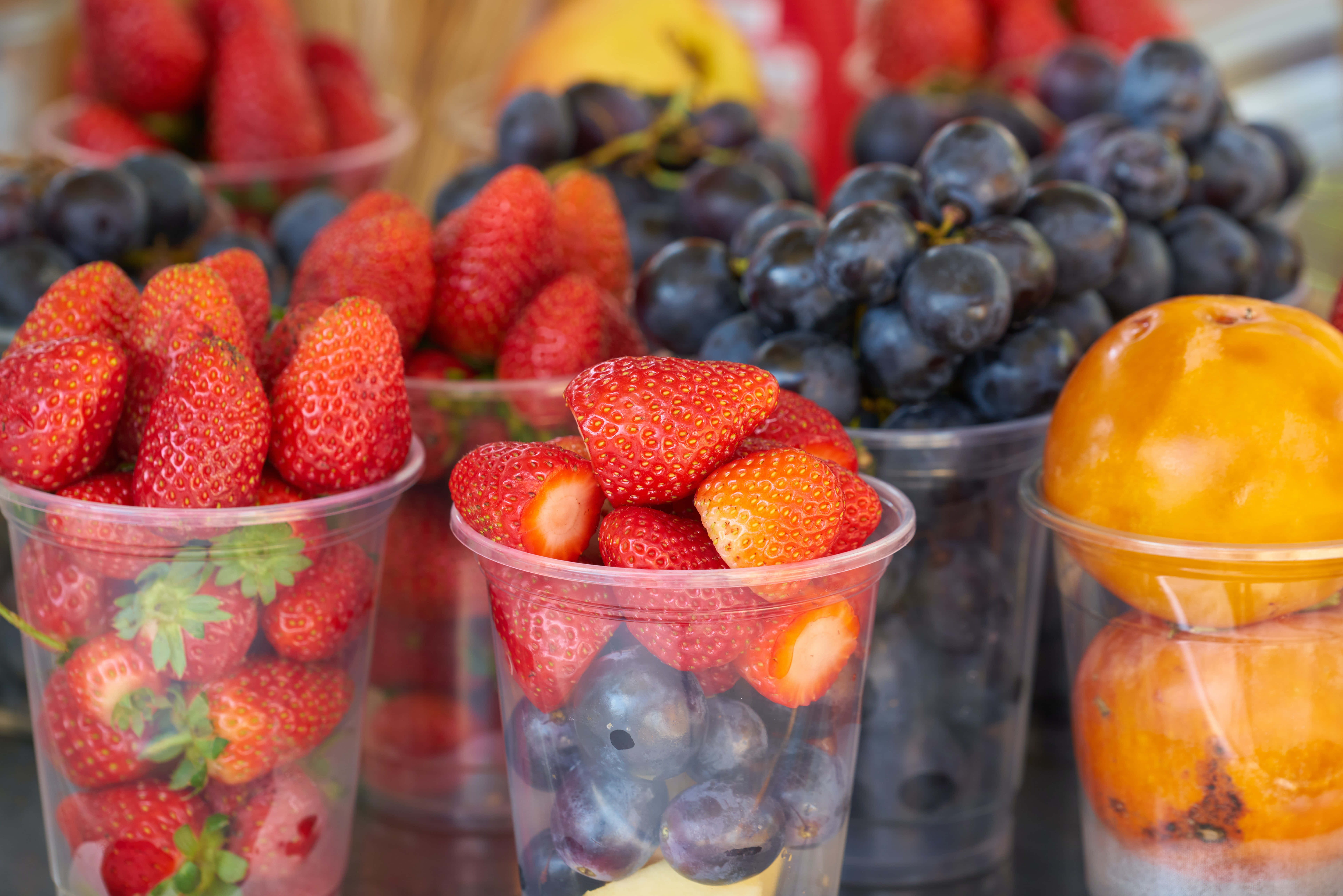 Summer Fruits, strawberries, grapes, 8K Desktop Wallpaper